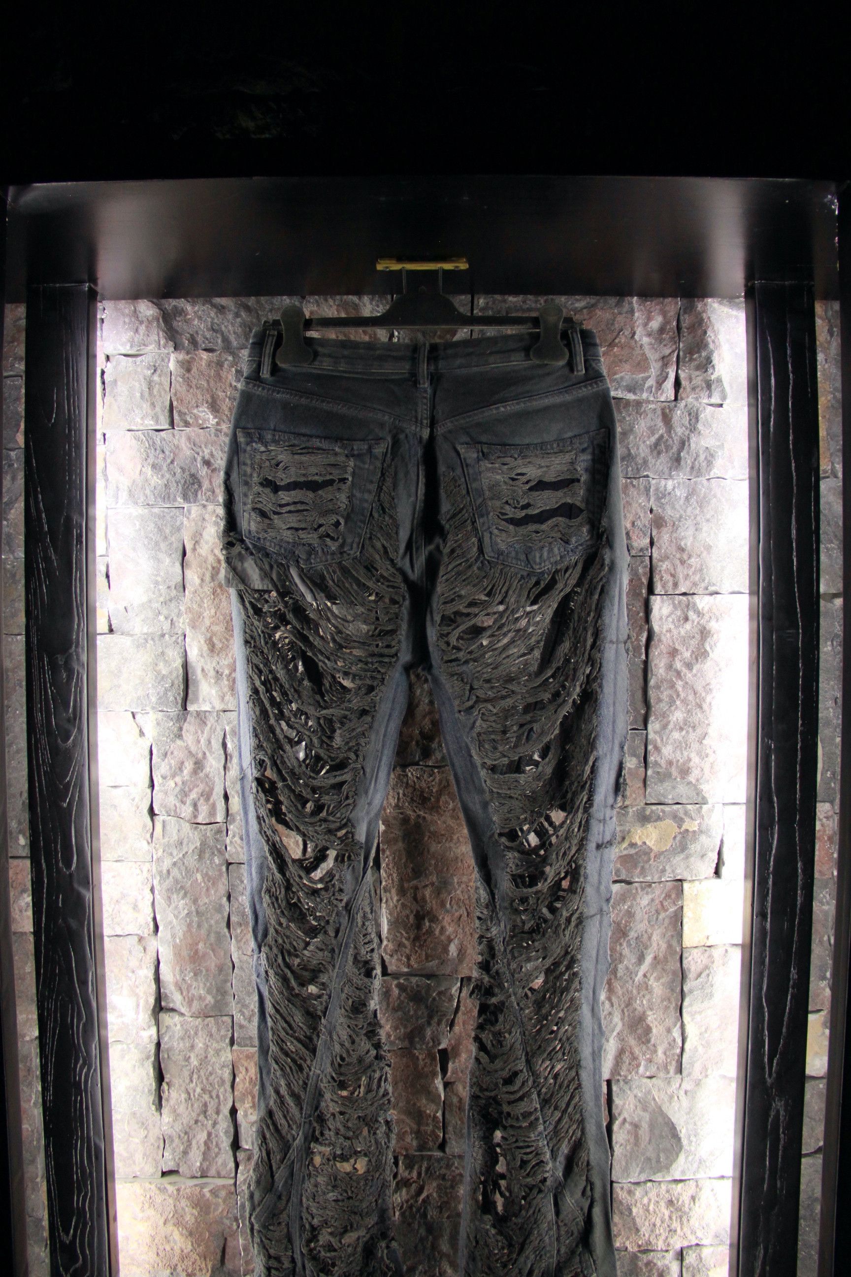 Rick Owens Bela Shredded Wide Leg Jeans
