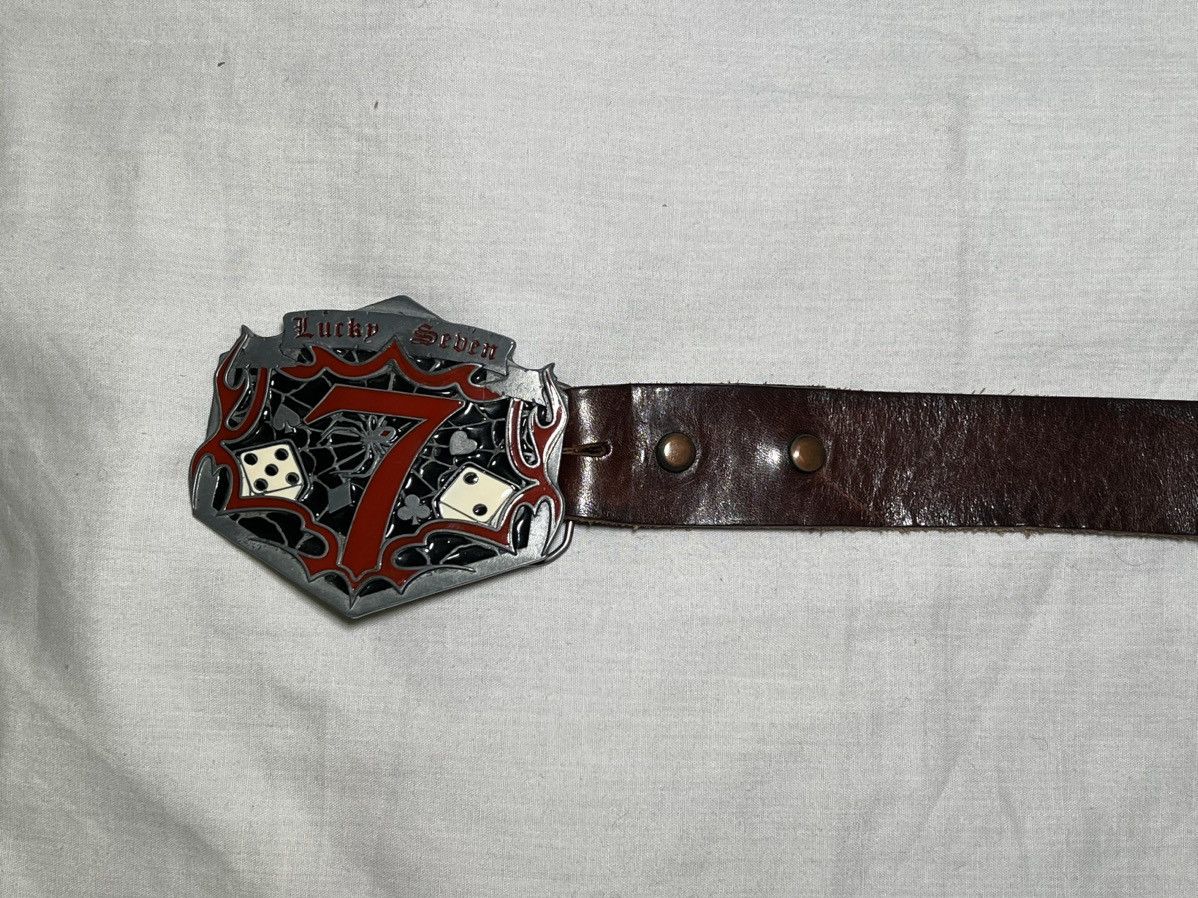 Vintage Y2K Leather Cowboy Lucky Seven 777 Belt Made in USA Size 34 - 8 Thumbnail