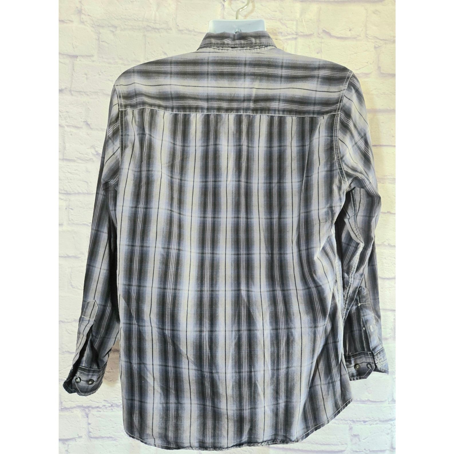 Other Michael Brandon Gray Blue Stripe Button Roll Tab Shirt Med Size US M / EU 48-50 / 2 - 3 Thumbnail
