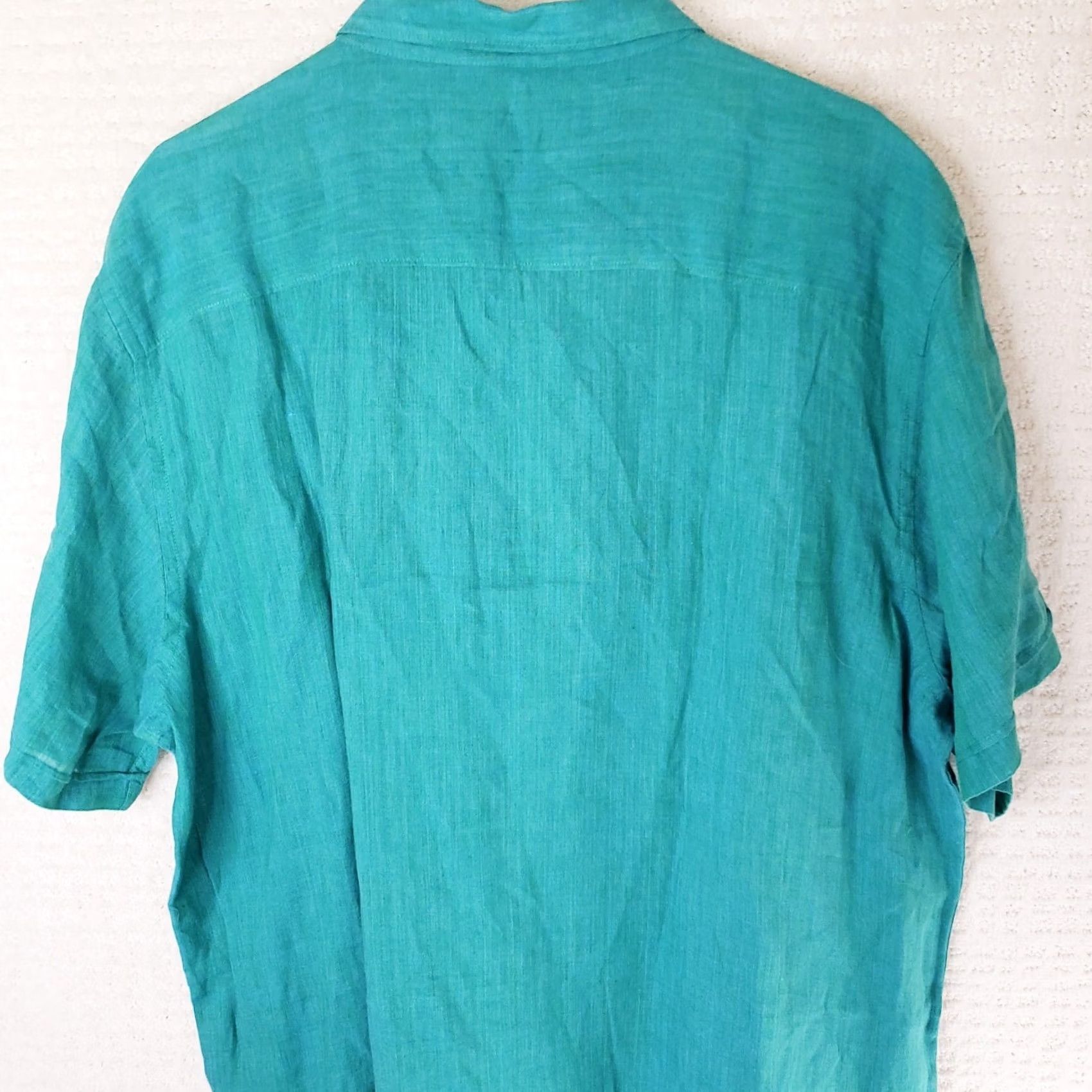Perry Ellis Perry Ellis Linen Shirt Teal Men's XXL Short Sleeve Button Front Casual Size US XXL / EU 58 / 5 - 6 Thumbnail