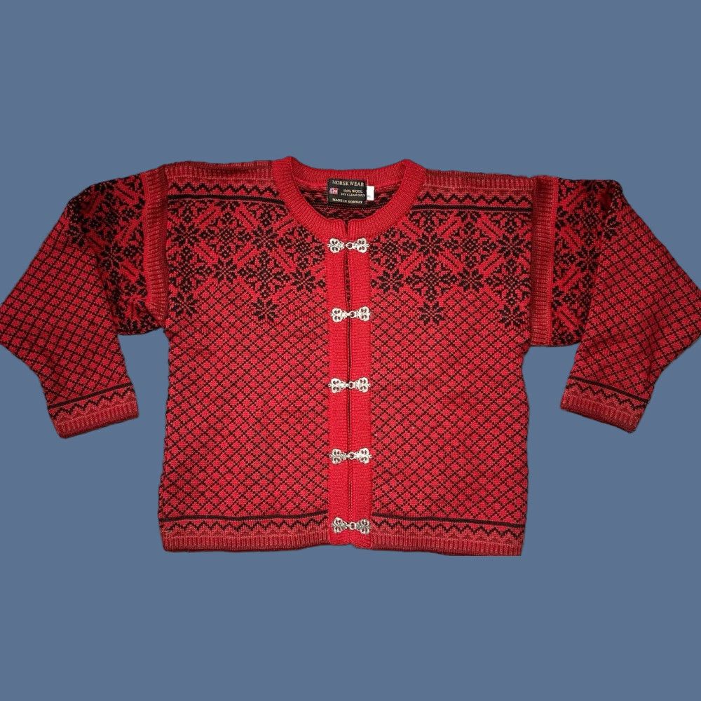 Vintage VINTAGE NORSKWEAR Nordic Sweater Womens XS Red Wool Cardigan EXCELLENT Snowflake Winter Womens XS Red Wool Buckle Crew Neck 100% Wool Norway Size XS / US 0-2 / IT 36-38 - 1 Thumbnail