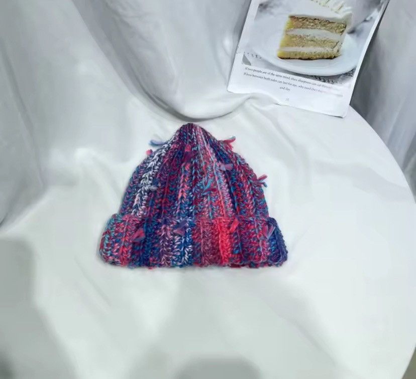 Japanese Brand Niche Colored Fringed Wool Beanie Hat Size ONE SIZE - 1 Thumbnail