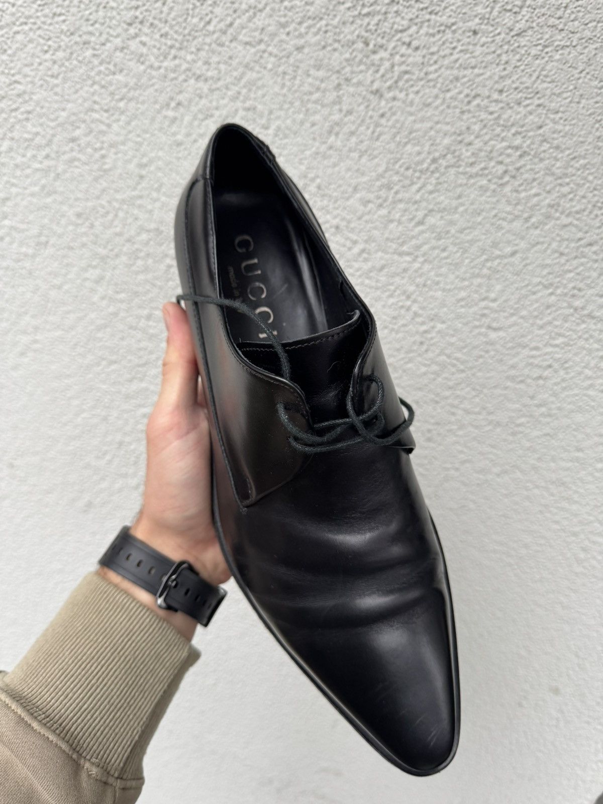 Gucci Gucci Vintage Derby Leather Black Shoes size 41.5 Size US 8 / EU 41 - 13 Thumbnail