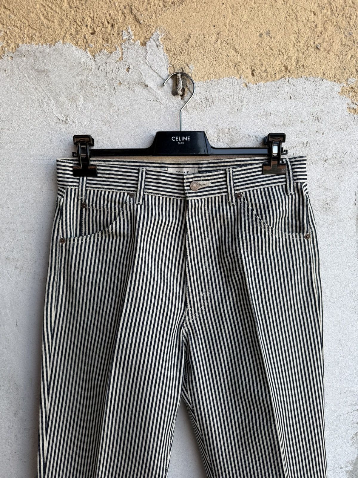 Celine [30fits31] Celine hickory striped flared jeans Size US 31 - 3 Thumbnail
