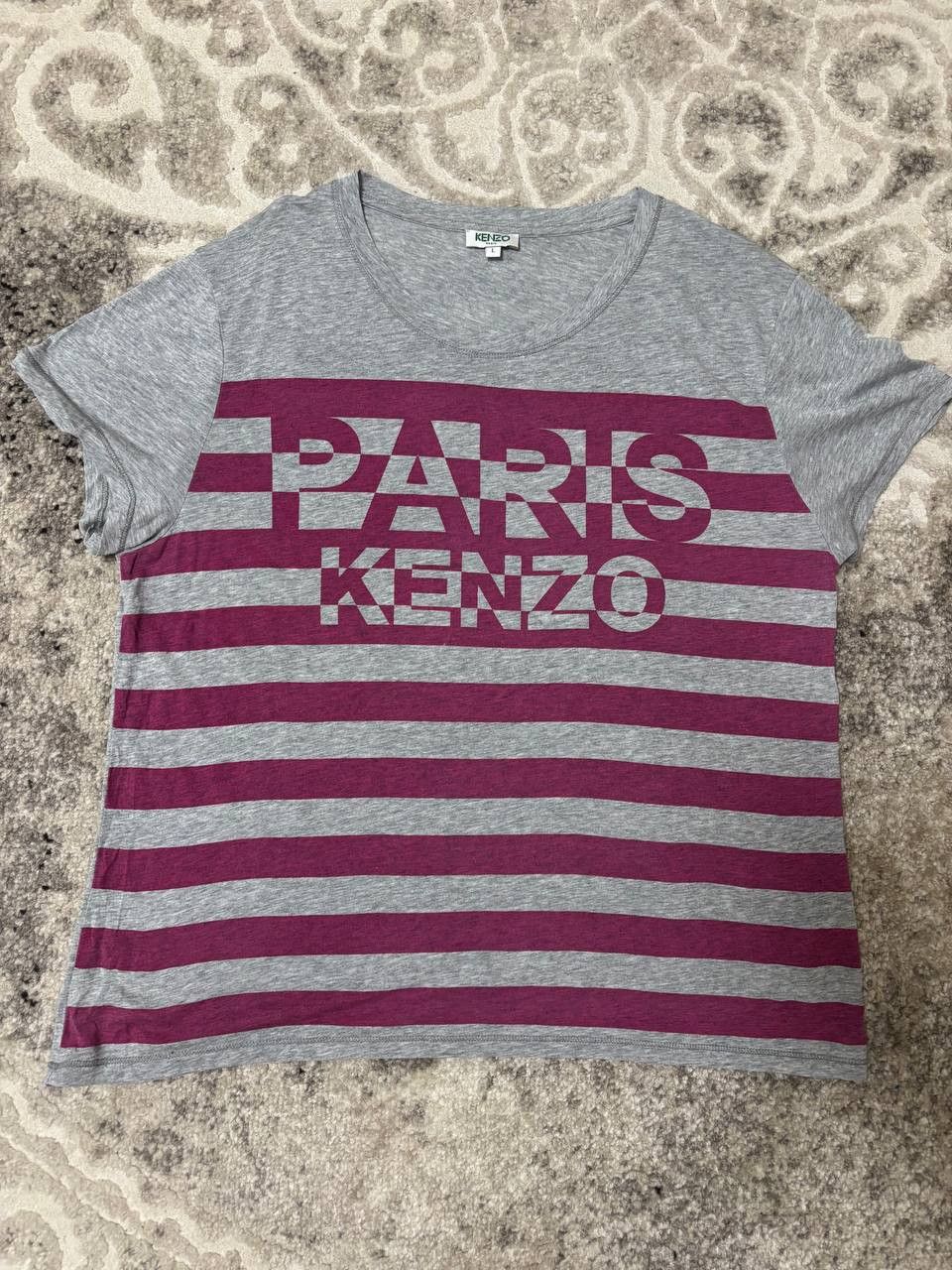 Kenzo Kenzo PARIS women's gray t-shirt with purple stripes, L Size L / US 10 / IT 46 - 8 Thumbnail