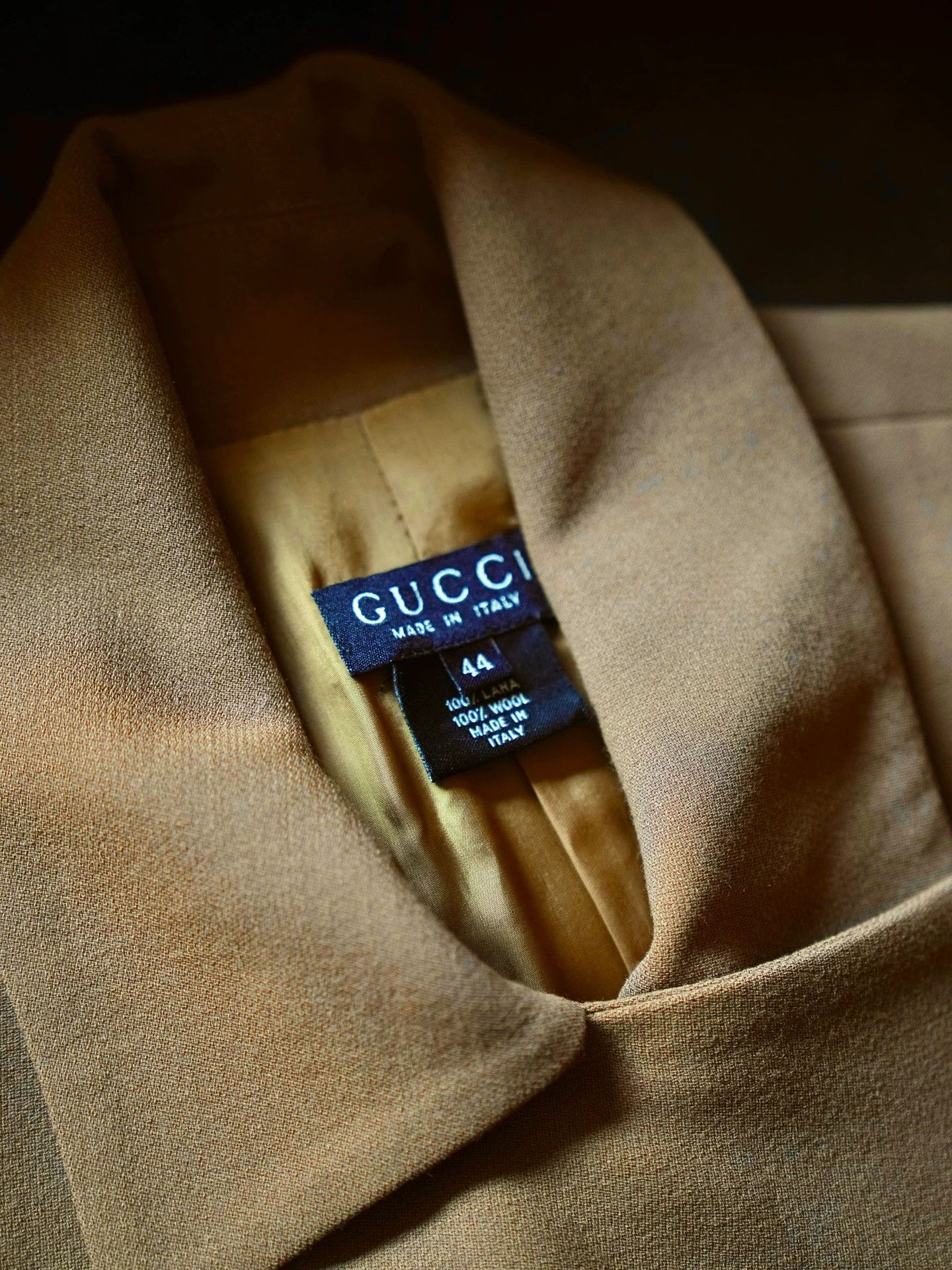 Gucci GUCCI Vintage Khaki Wool Gold Button Cinched Waist Coat Size M / US 6-8 / IT 42-44 - 4 Thumbnail