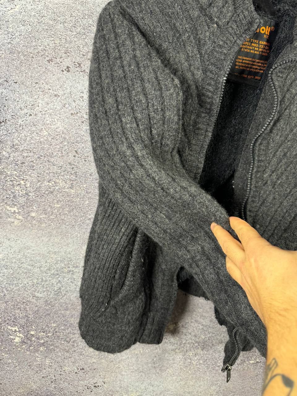 Schott × Vintage Vintage Schott NYC Wool Hooded Gray Jacket Large Military Size L / US 10 / IT 46 - 12 Thumbnail