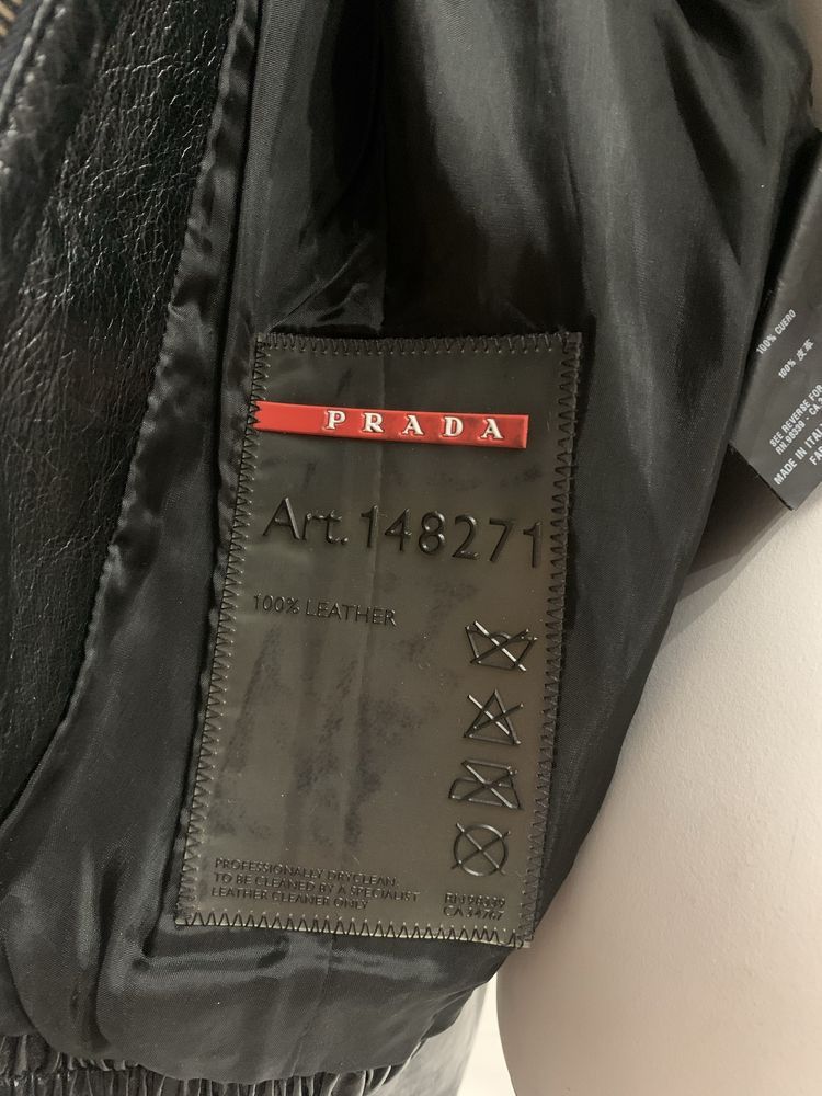 Prada Prada Vintage Leather Jacket art. 148271 Size S / US 4 / IT 40 - 2 Thumbnail