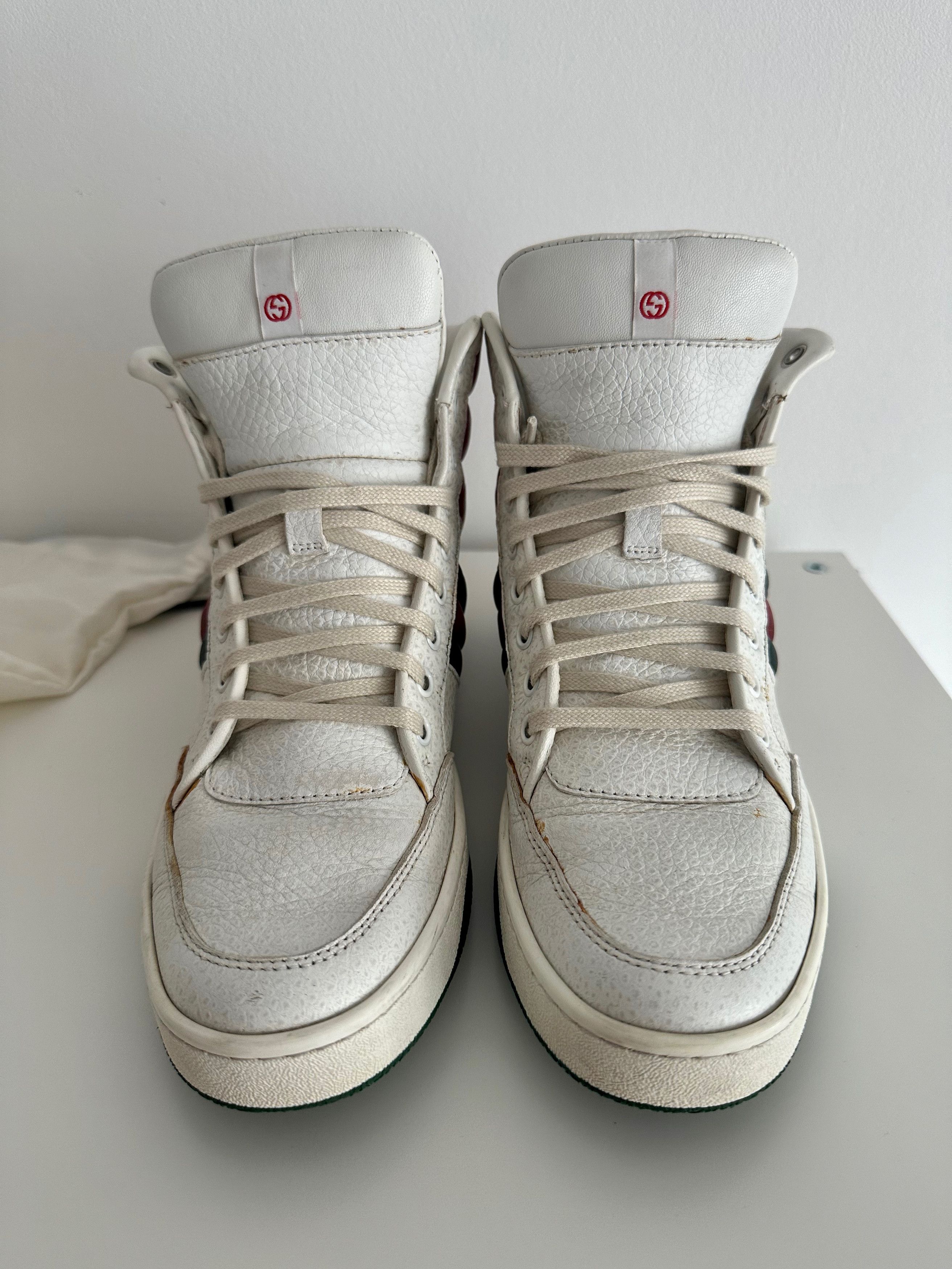 Gucci GUCCI high top leather sneakers WEB 370504 Size US 7 / IT 37 - 3 Thumbnail