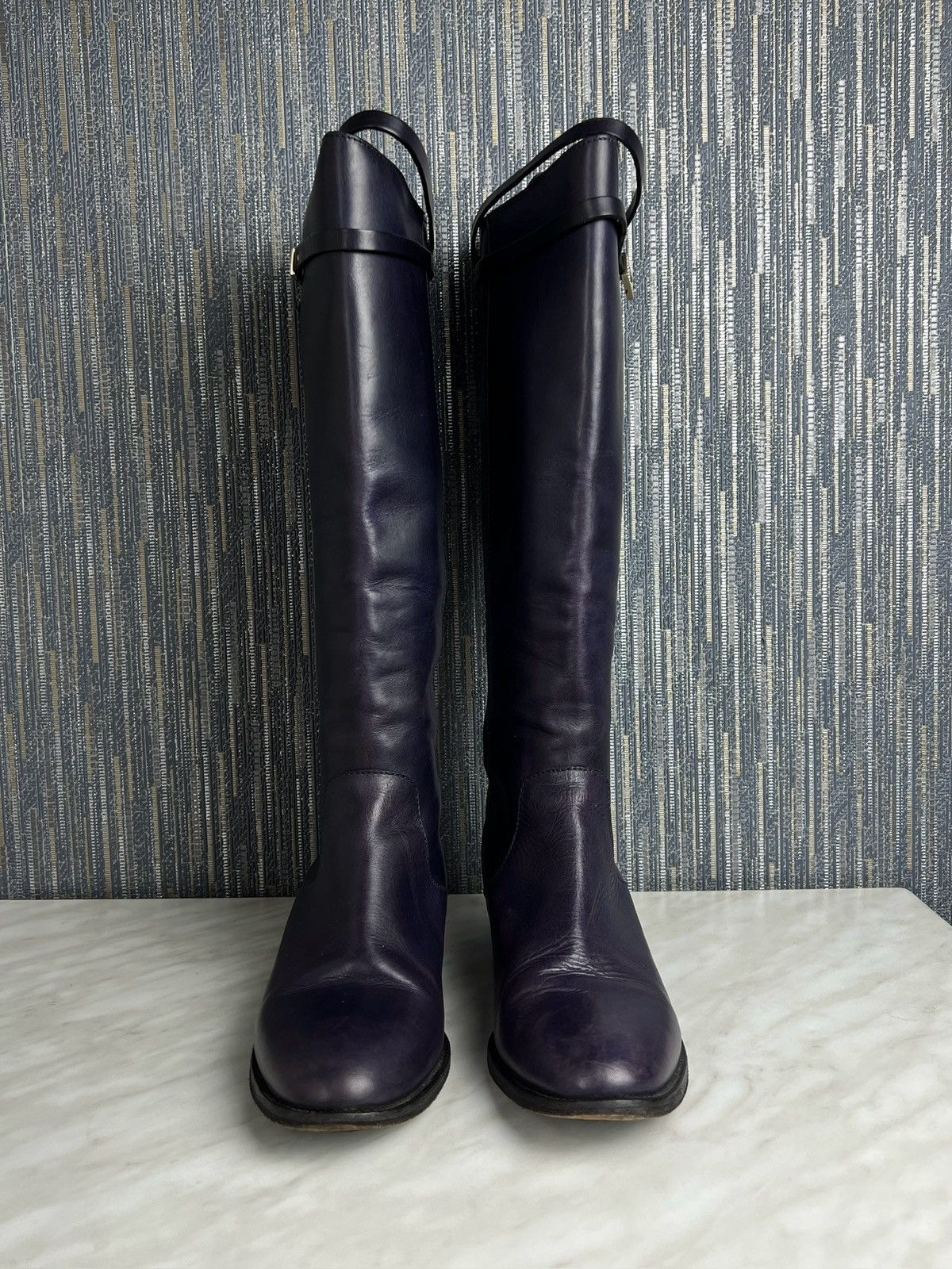 Jimmy Choo Jimmy Choo Purple Leather Knee High Boots (Y0337) Size US 8.5 / IT 38.5 - 3 Thumbnail