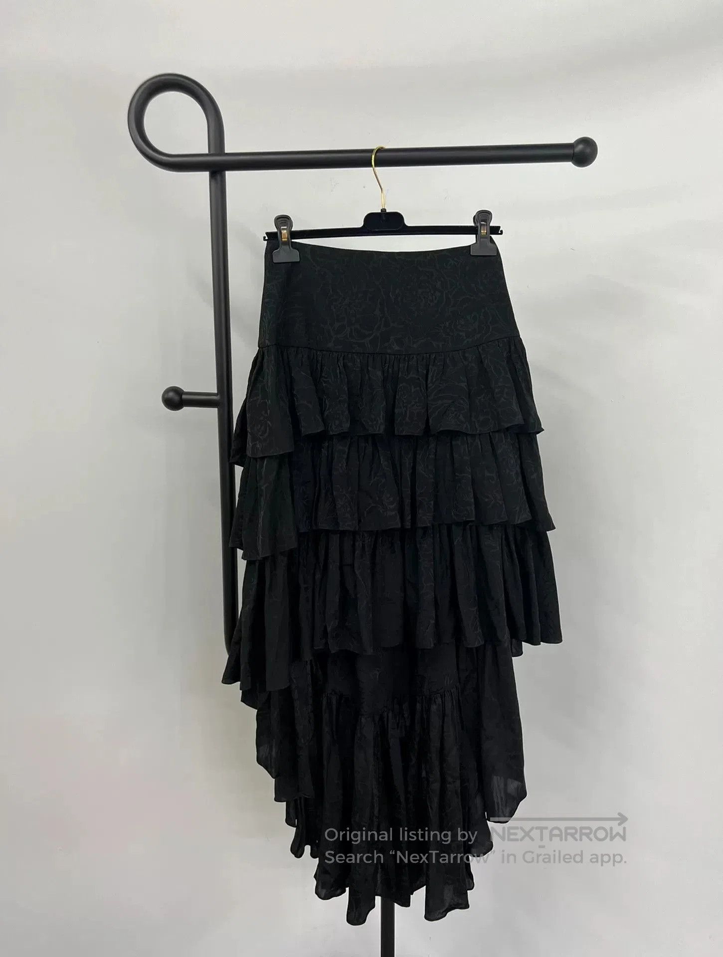 Chanel Chanel Black Silk CC Tiered Skirt. Size US 38 / EU 54 - 2 Thumbnail
