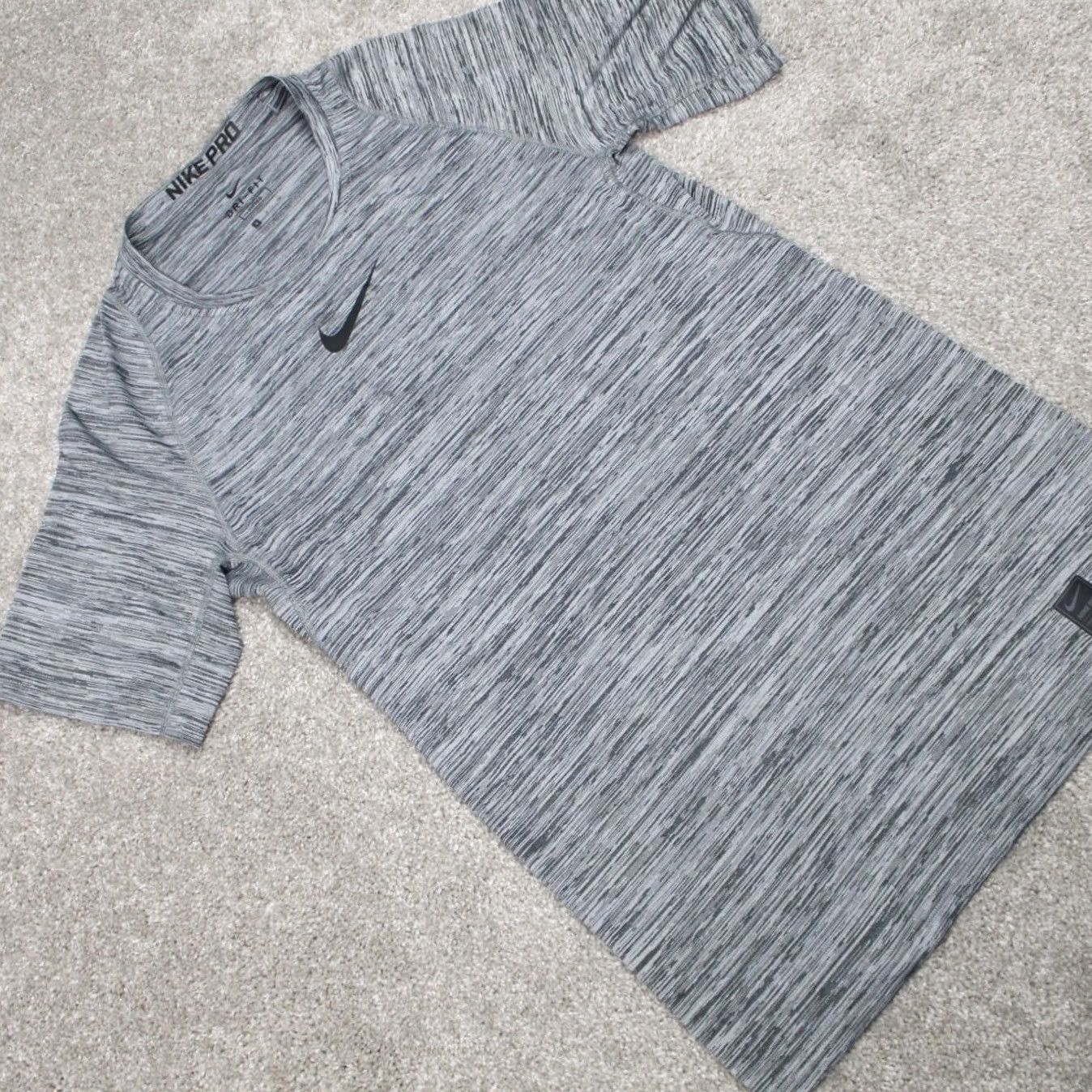 Nike Nike Pro Shirt Mens Small Gray Dri-Fit Polyester Nylon Stretch S/S Pullover Shirt Size US S / EU 44-46 / 1 - 6 Thumbnail