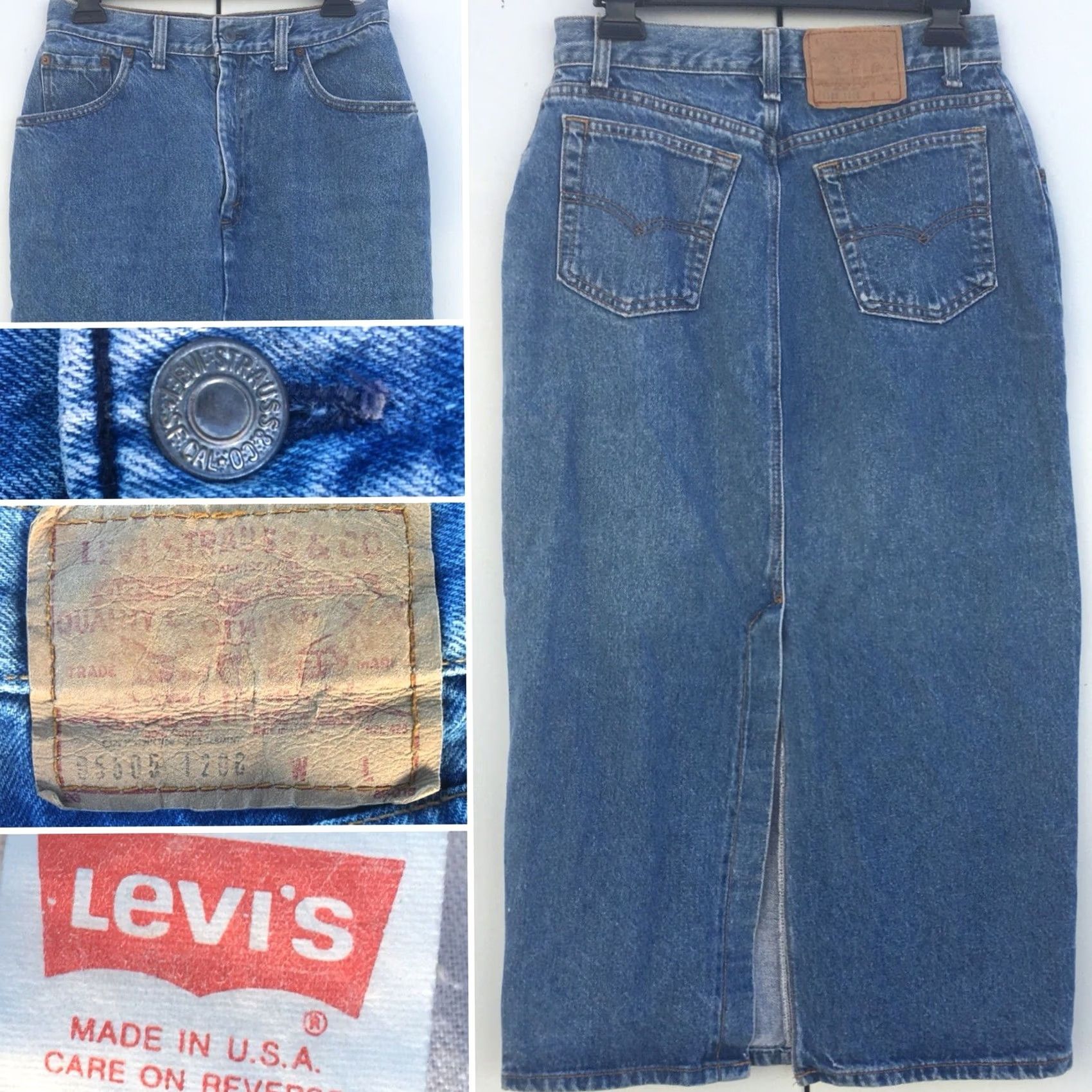Levi's VINTAGE Levi's Jeans High Waist Denim Skirt Cowgirl Made USA Sz 11 28 Waist Blue Jeans Skirt 33 1/2” Hips 19 1/4” Zipper fly Mens Womens Boys Girls Size 32" / US 10 / IT 46 - 2 Thumbnail