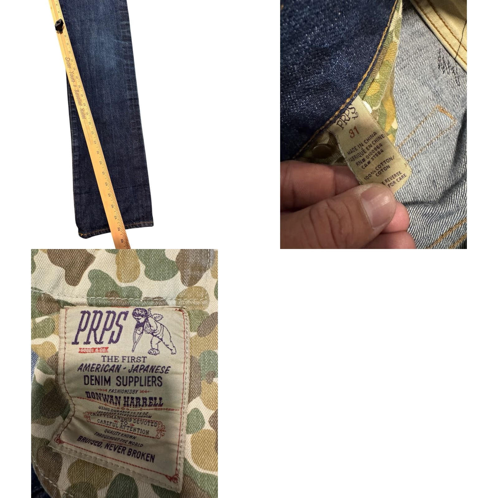 Prps PRPS Jeans Mens 31 Blue Distressed Washed Selvedge Japanese Denim Tapered Y2K Ready to Wear Size US 31 - 10 Thumbnail