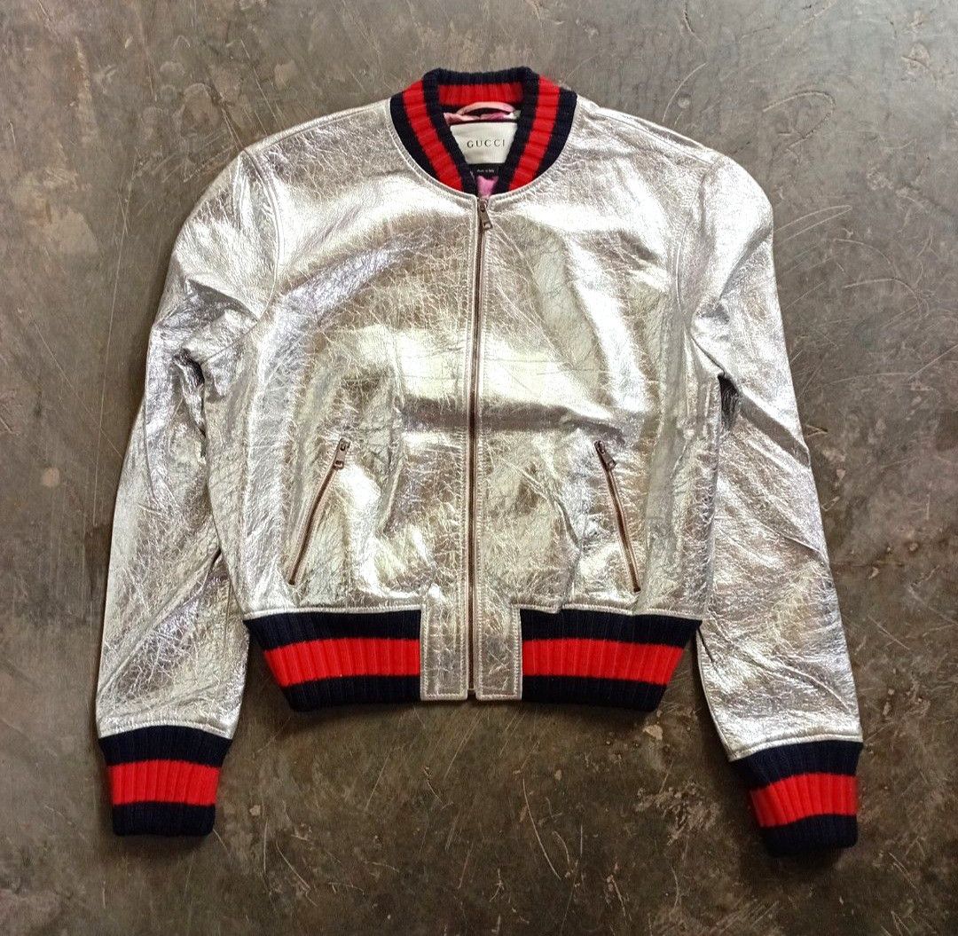 Gucci Crackle Bomber Leather Jacket in size 44IT(S) Size S / US 4 / IT 40 - 1 Thumbnail