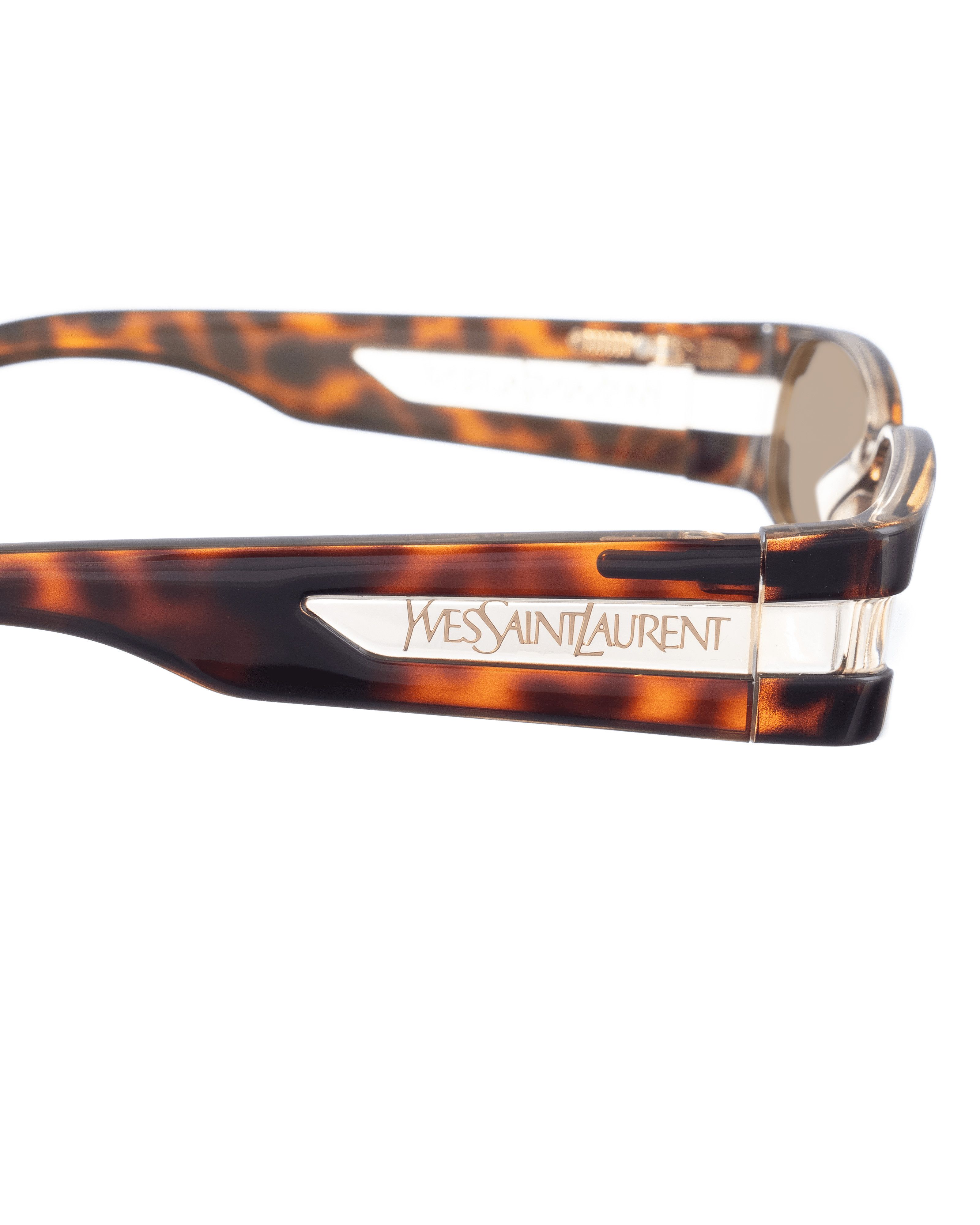Yves Saint Laurent Yves Saint Laurent 00s Brown Havana and Clear Sunglasses Size ONE SIZE - 3 Thumbnail