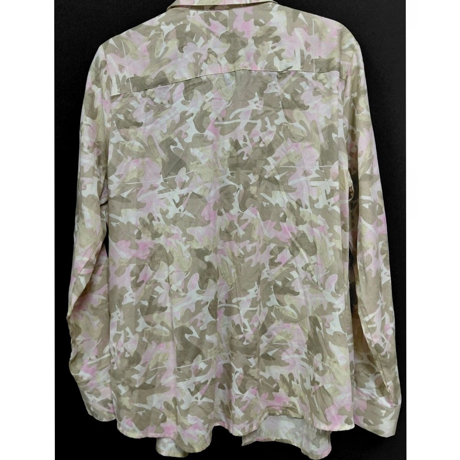 Vintage Foxcroft NYC NON-IRON Floral Button-Up Shirt Beige Woven Long Size 14 Women Ladies Dress Shirt Size XL / US 12-14 / IT 48-50 - 2 Thumbnail