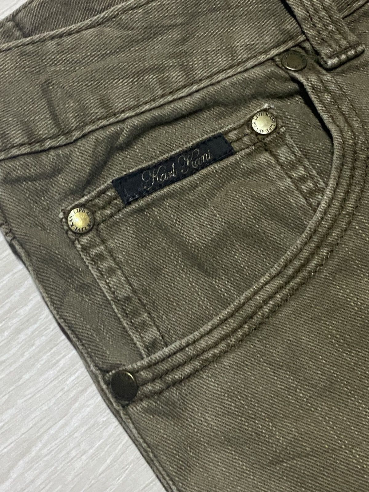 Japanese Brand Vintage Karl Kani Khaki Logo Embroidery Loose Jeans Size US 36 / EU 52 - 8 Thumbnail