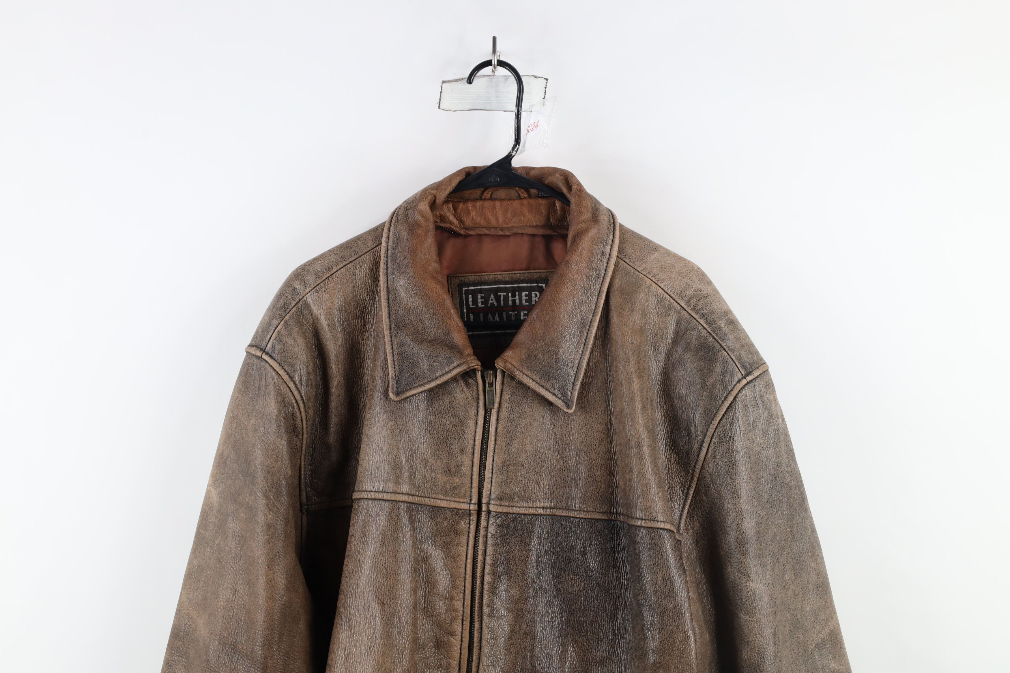 Vintage Vintage 90s Streetwear Distressed Full Zip Leather Jacket Size US XXL / EU 58 / 5 - 2 Thumbnail