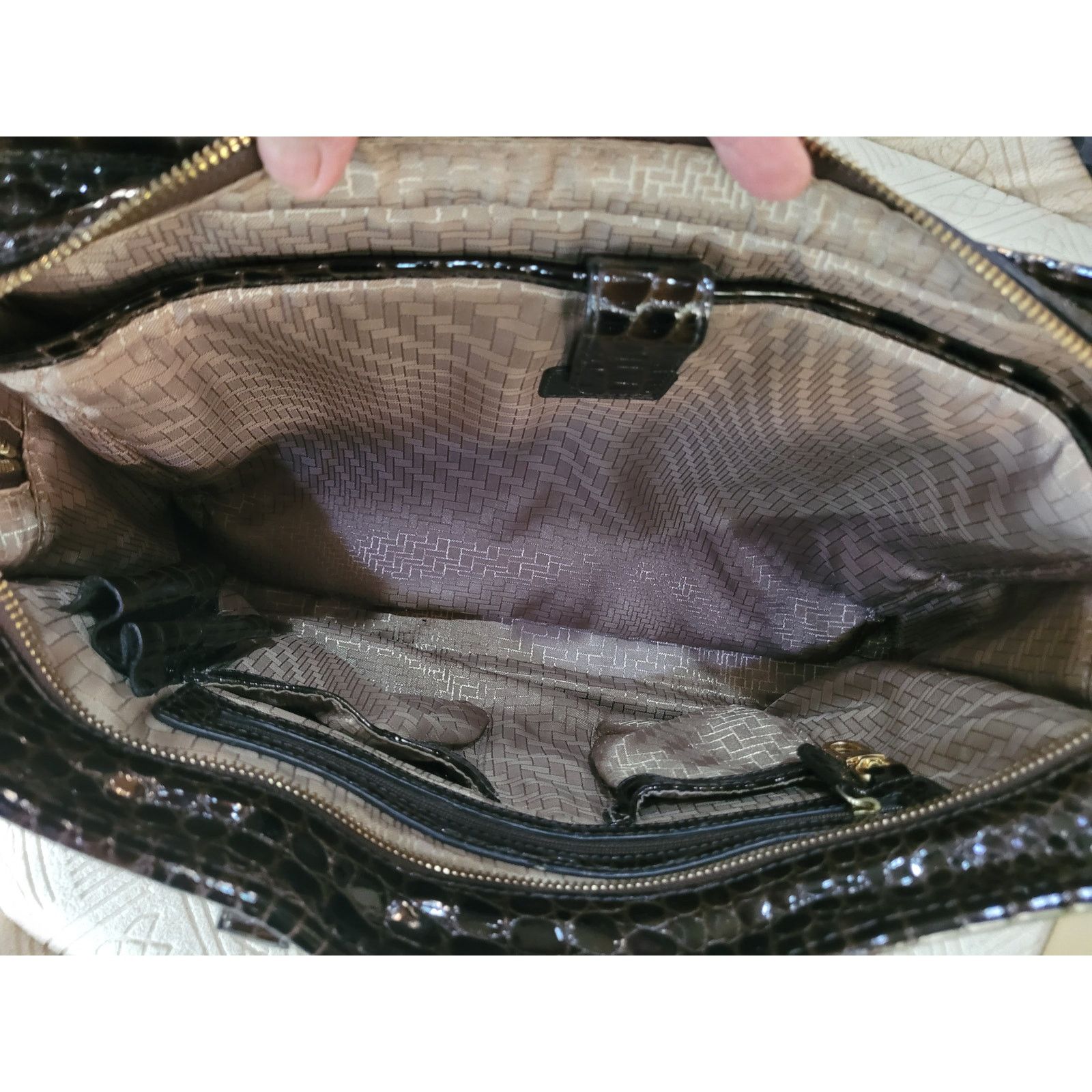 Cole Haan Cole Haan Blk Croc Embossed Leather Satchel/Briefcase Women Size ONE SIZE - 11 Thumbnail