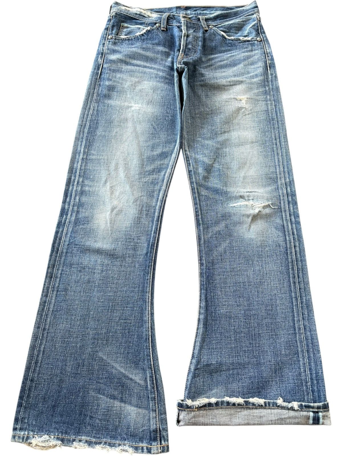 Levi's Vintage 90s Levis 707 Selvedge Distress Flare Jeans Size 30" / US 8 / IT 44 - 1 Thumbnail