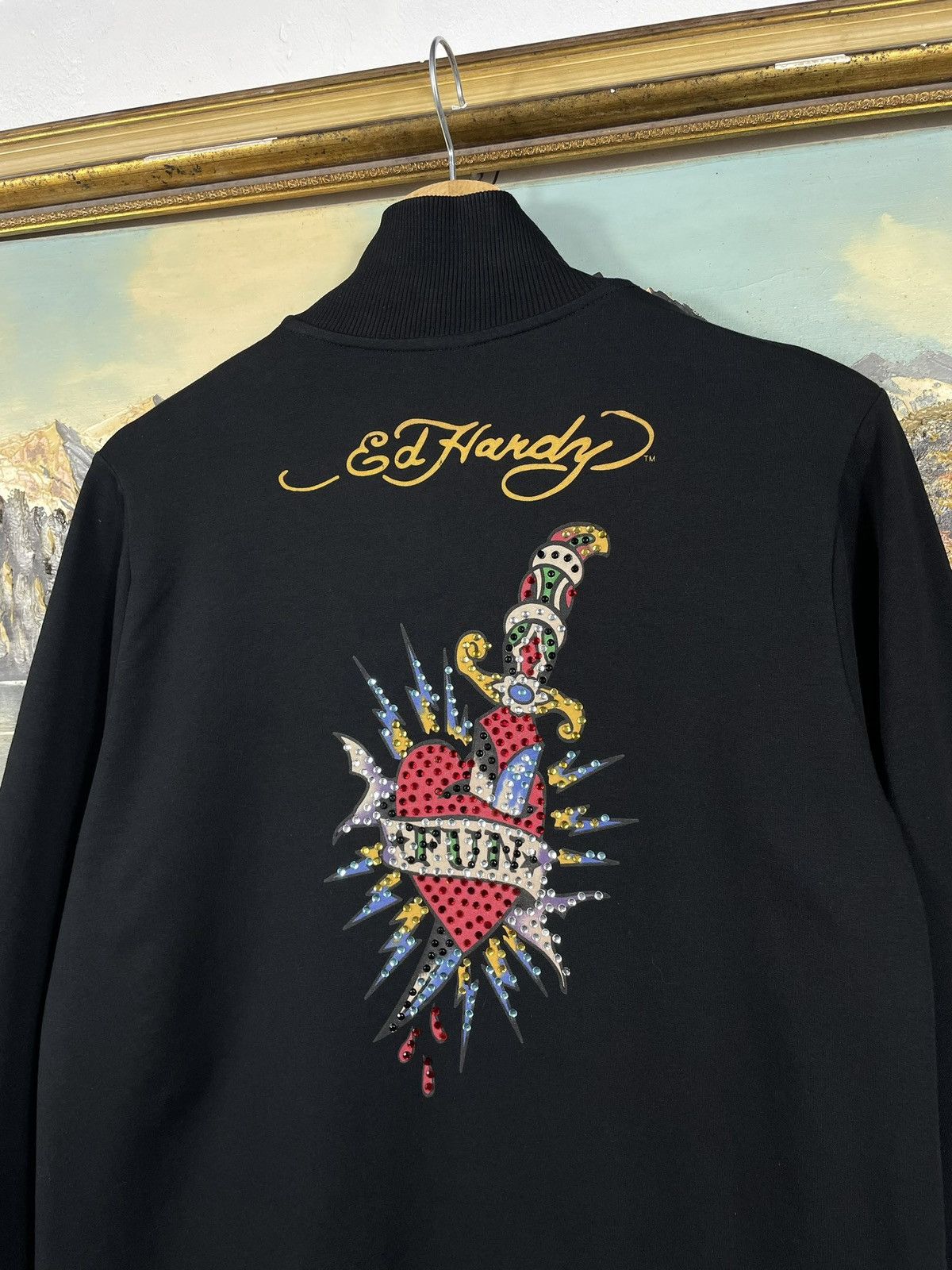 Christian Audigier × Ed Hardy × Vintage Ed Hardy Retro 00s Hoodie With Crystals Affliction Grunge Size M / US 6-8 / IT 42-44 - 8 Thumbnail