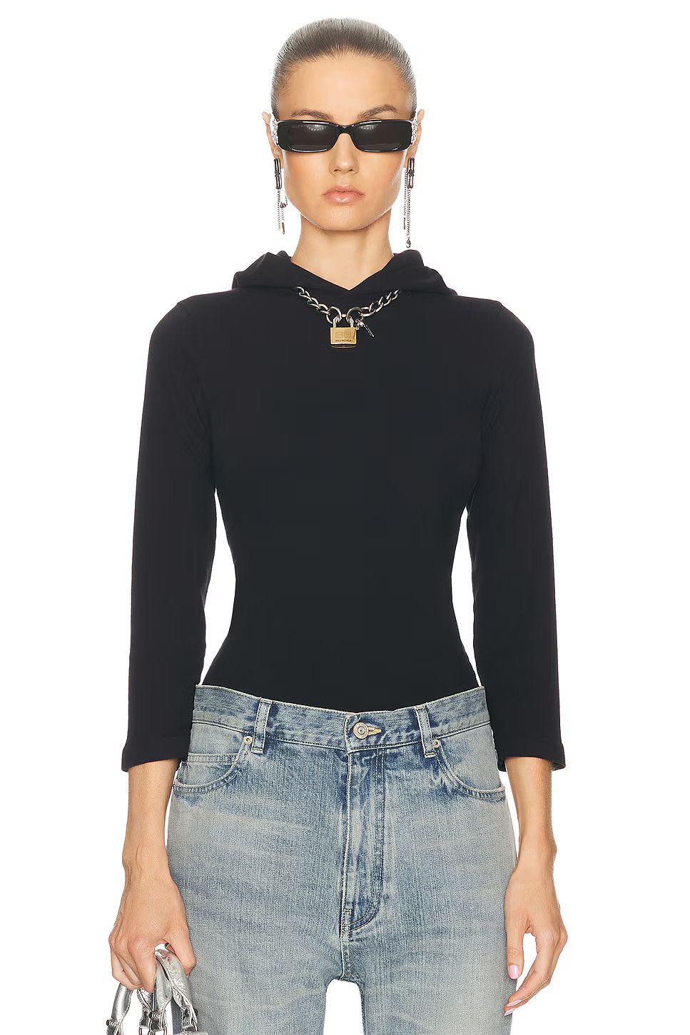 Balenciaga o1s1wg110126 Hooded Long Sleeve T-Shirt Fitted in Black Size US XL / EU 56 / 4 - 1 Thumbnail