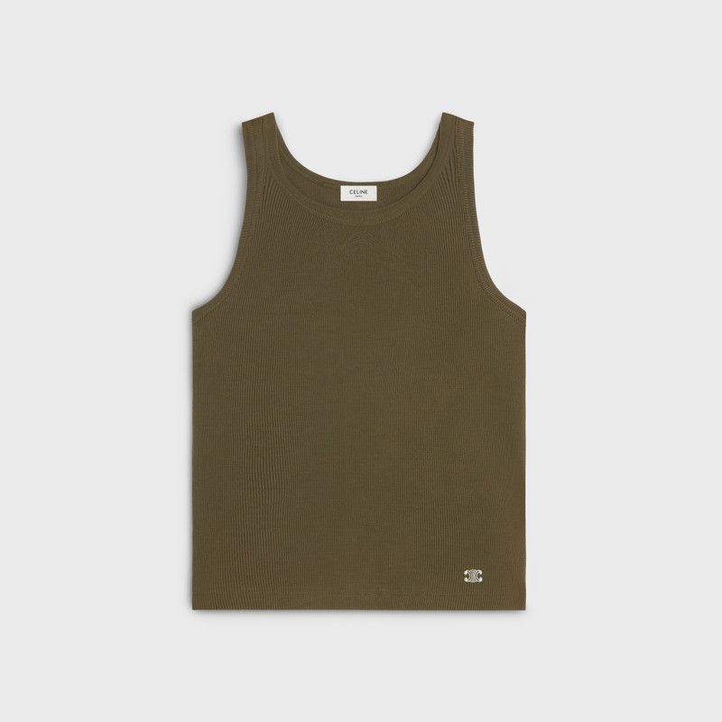 Celine o1w1db10526 2X3653 Triomphe Tank Top in Olive Green Size US M / EU 48-50 / 2 - 1 Thumbnail
