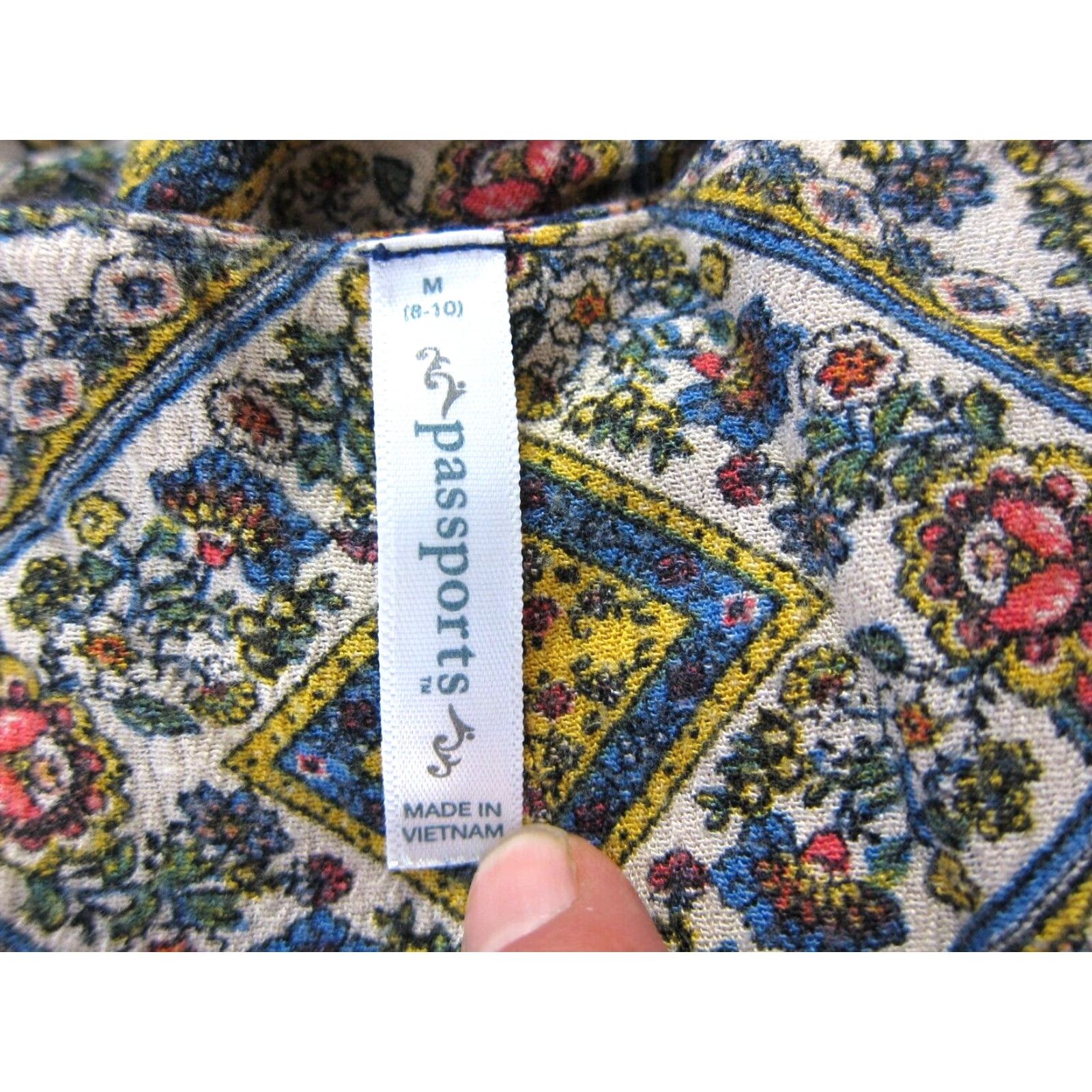 Vintage Passports 100% Rayon Floral Tunic Blouse 3/4 Sleeve Blue Pink Yellow M Women Dress/Blouse Size M / US 6-8 / IT 42-44 - 3 Thumbnail
