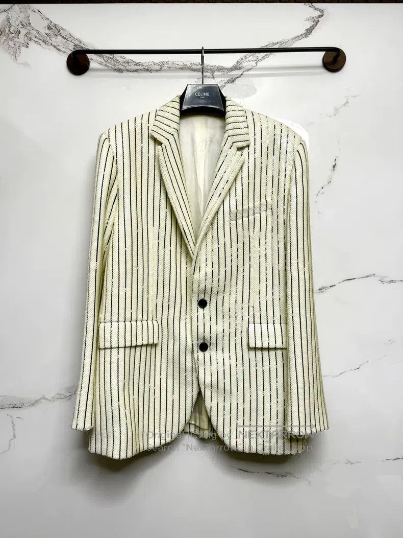 Celine CELINE White scale black and white striped blazer Size US M / EU 48-50 / 2 - 1 Thumbnail