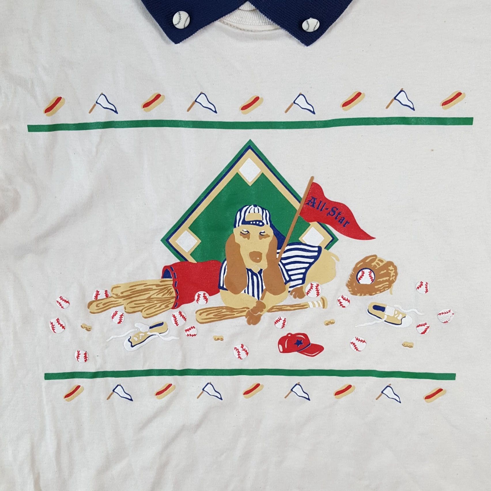 Vintage VINTAGE Blooming & Co Baseball Dog T-Shirt Collared Short Sleeve Size Small White Retro Mens Size US S / EU 44-46 / 1 - 2 Thumbnail