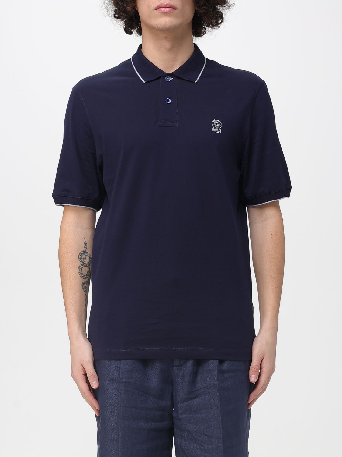 Brunello Cucinelli Polo Shirt Men Blue
