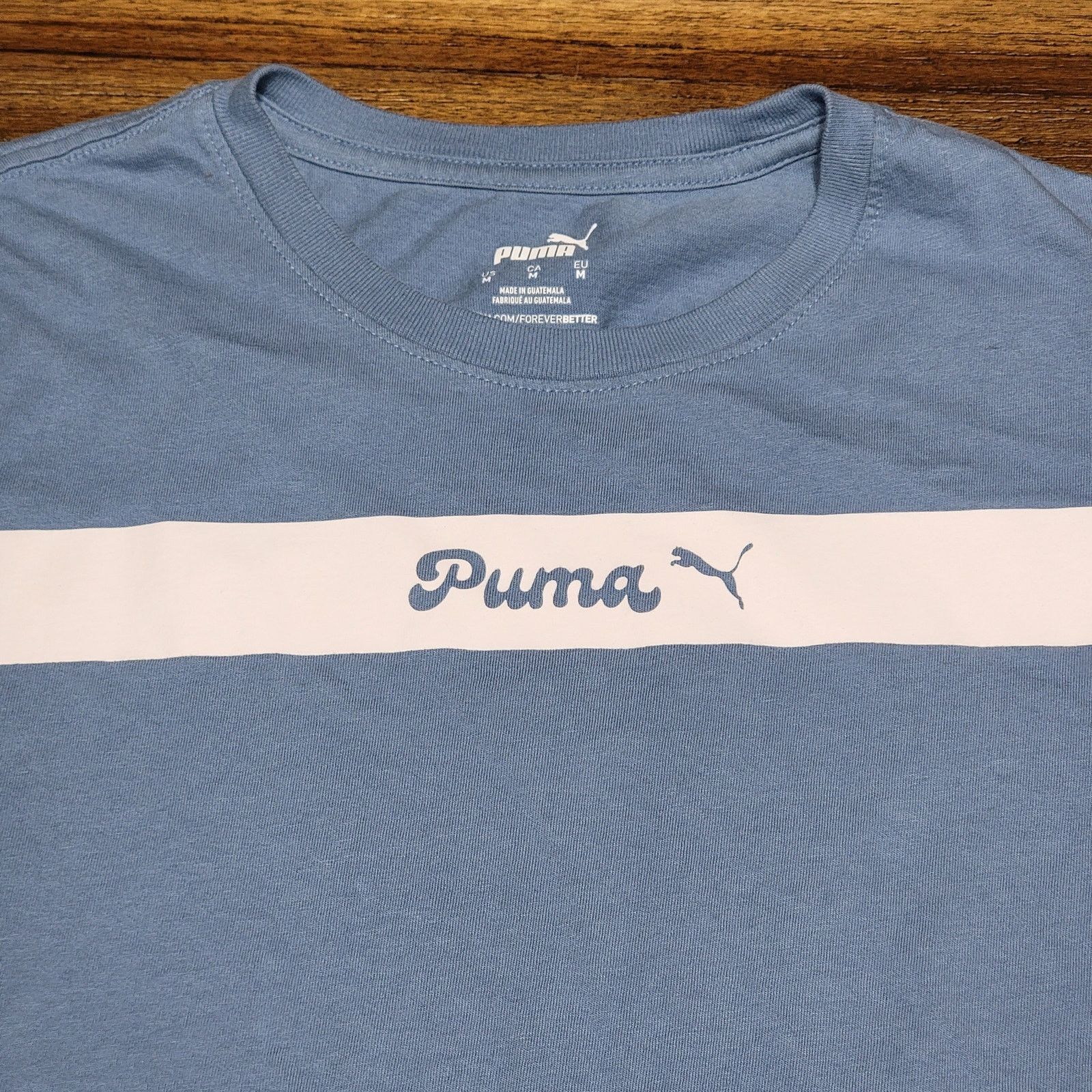 Puma Puma Blue Tee w/ Stripe - Size Medium Size M / US 6-8 / IT 42-44 - 2 Thumbnail