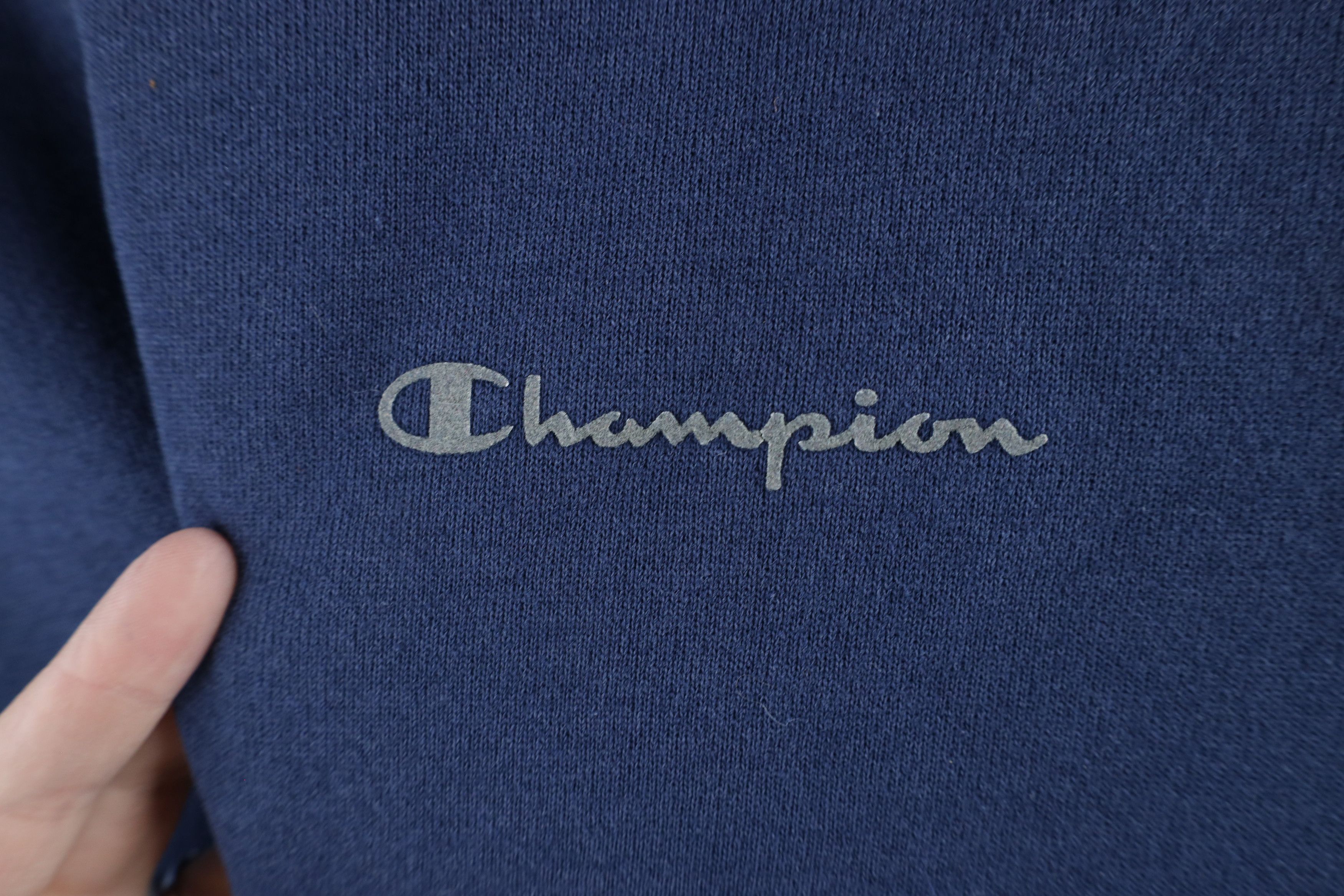 Champion × Vintage Vintage 90s Champion Spell Out Crewneck Sweatshirt Blue Size US XL / EU 56 / 4 - 4 Thumbnail
