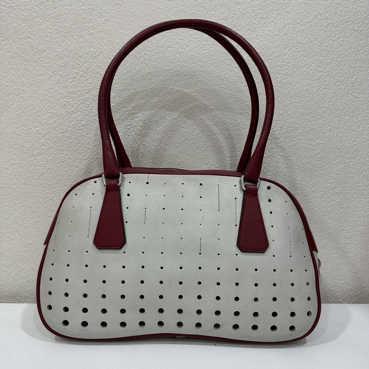 Prada PRADA VINTAGE 2000’s BOWLING BAG PERFORATED LEATHER Size ONE SIZE - 4 Thumbnail