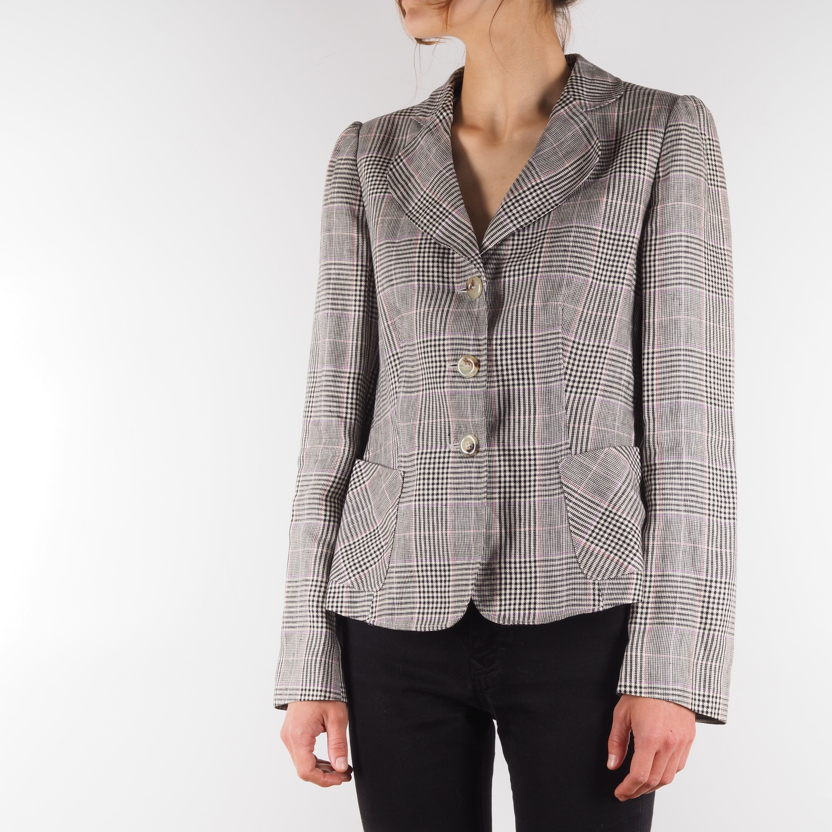 Armani Collezioni Armani Collezioni Linen Plaid Gray Jacket Blazer Size L / US 10 / IT 46 - 2 Thumbnail