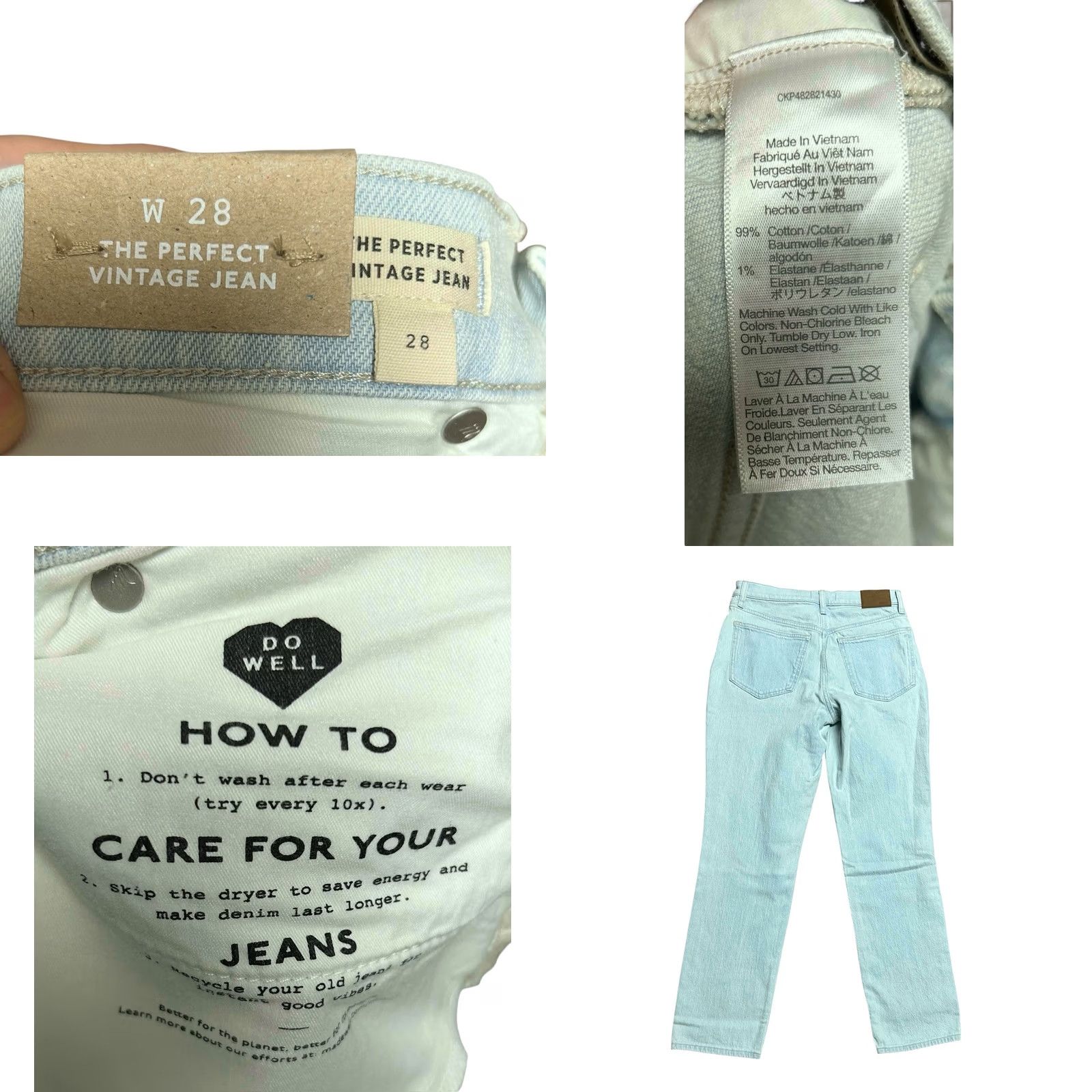 Madewell Madewell Jeans Women 28 Blue Denim The Perfect Vintage Jean Tapered Leg NWT New Jeans Size 28" / US 6 / IT 42 - 9 Thumbnail