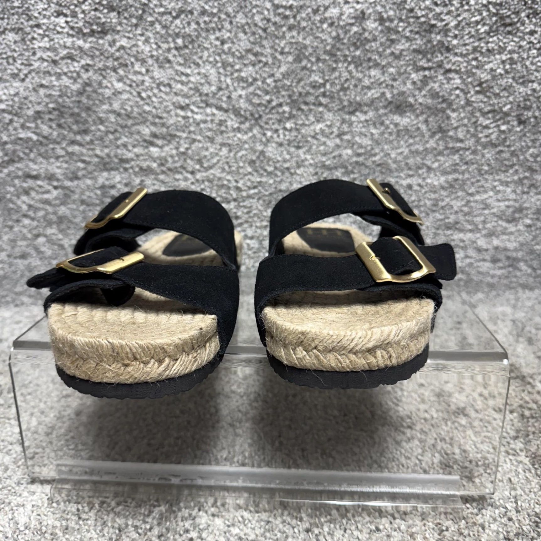 Haute Hippie Haute Hippie Womens Sandals Black 6.5 M Double Buckle Espadrille Slidess Size US 7 / IT 37 - 4 Thumbnail