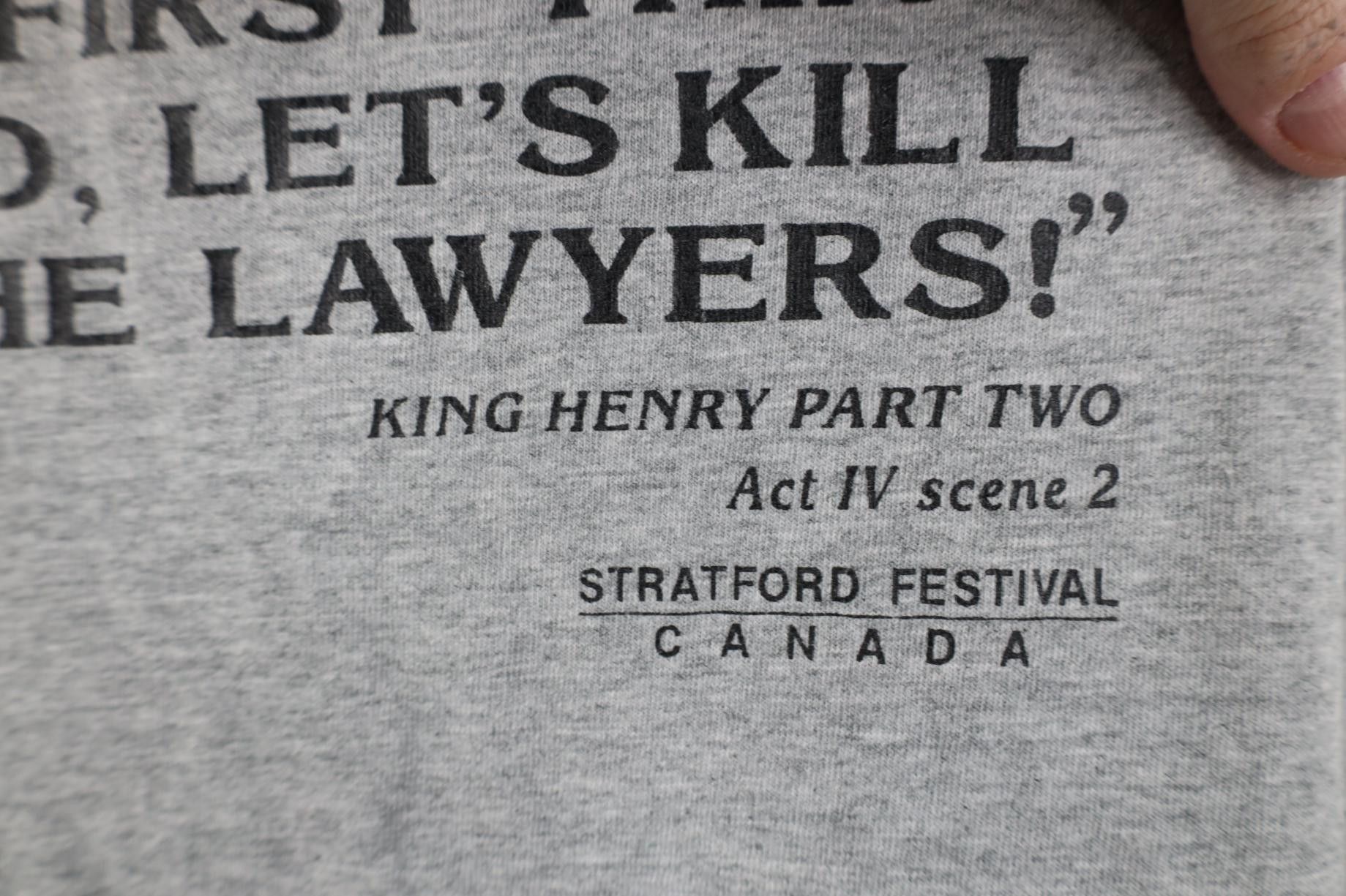 Vintage Vintage 90s Let's Kill All the Lawyers Shakespeare T-Shirt Size US L / EU 52-54 / 3 - 5 Thumbnail