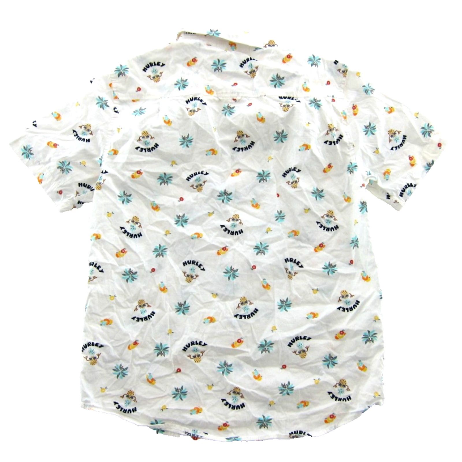 Hurley Hurley Shirt Men S Hawaiian Short Sleeve White Orange Blue Tropical Pineapple Floral Pattern Pocket Button-Up Collared Cotton Vintage No Size US S / EU 44-46 / 1 - 2 Thumbnail