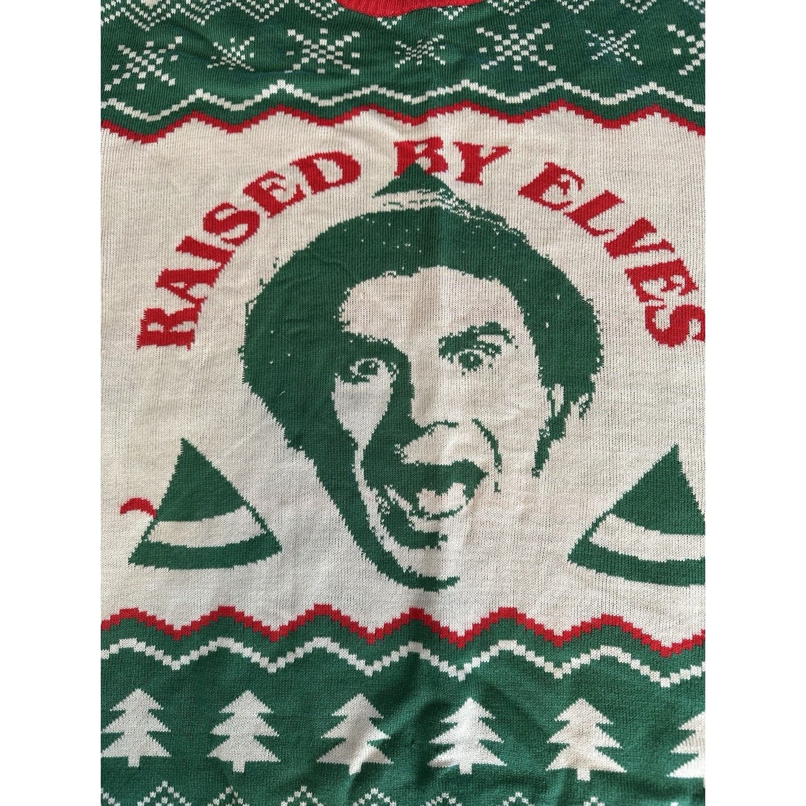 Other ELF Movie-Raised by Elves-Ugly Christmas Sweater Med Green Size US M / EU 48-50 / 2 - 4 Thumbnail