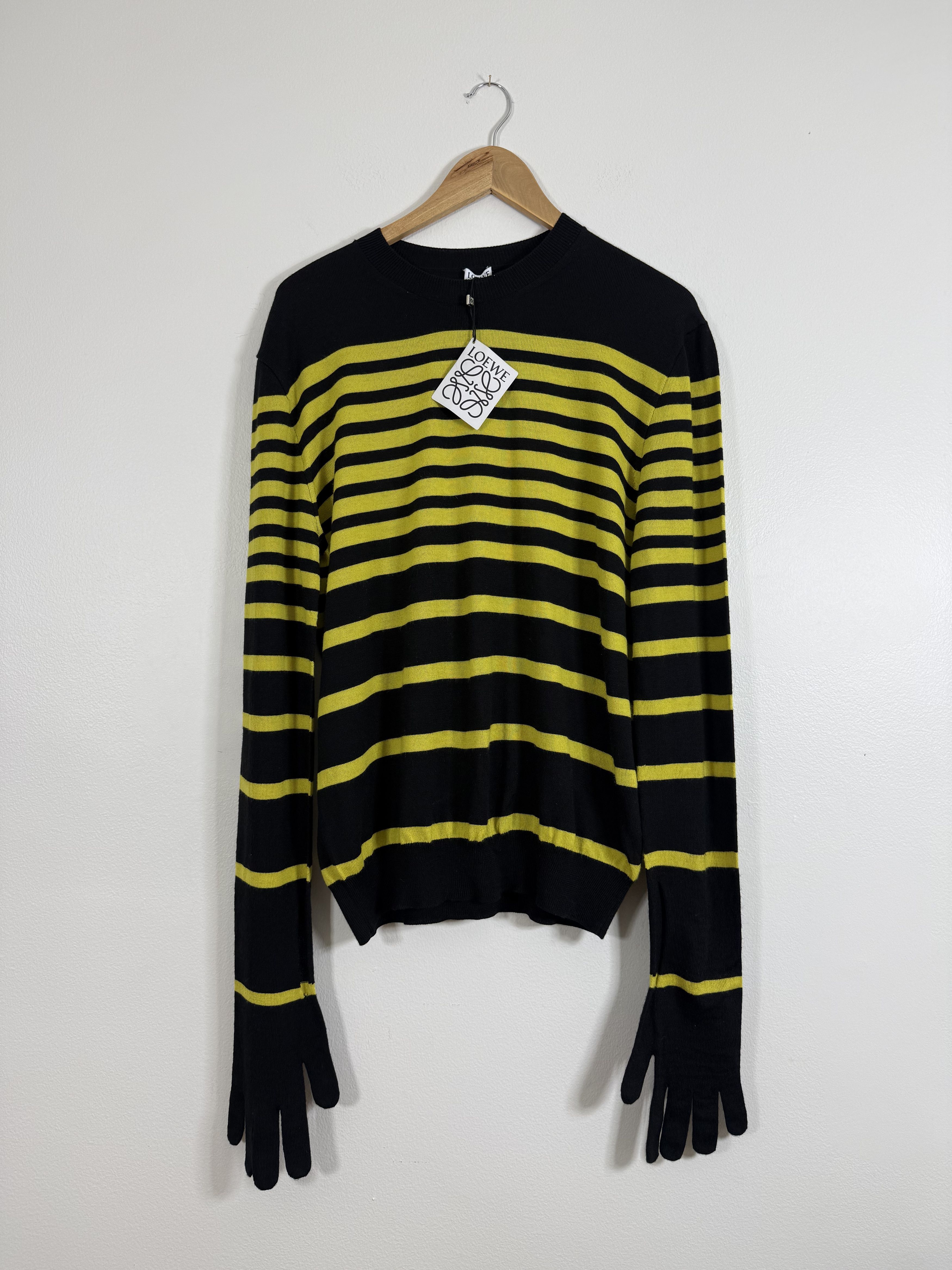 Loewe SS23 Black/Yellow Striped Gloved Sweater Size XL / US 12-14 / IT 48-50 - 1 Thumbnail