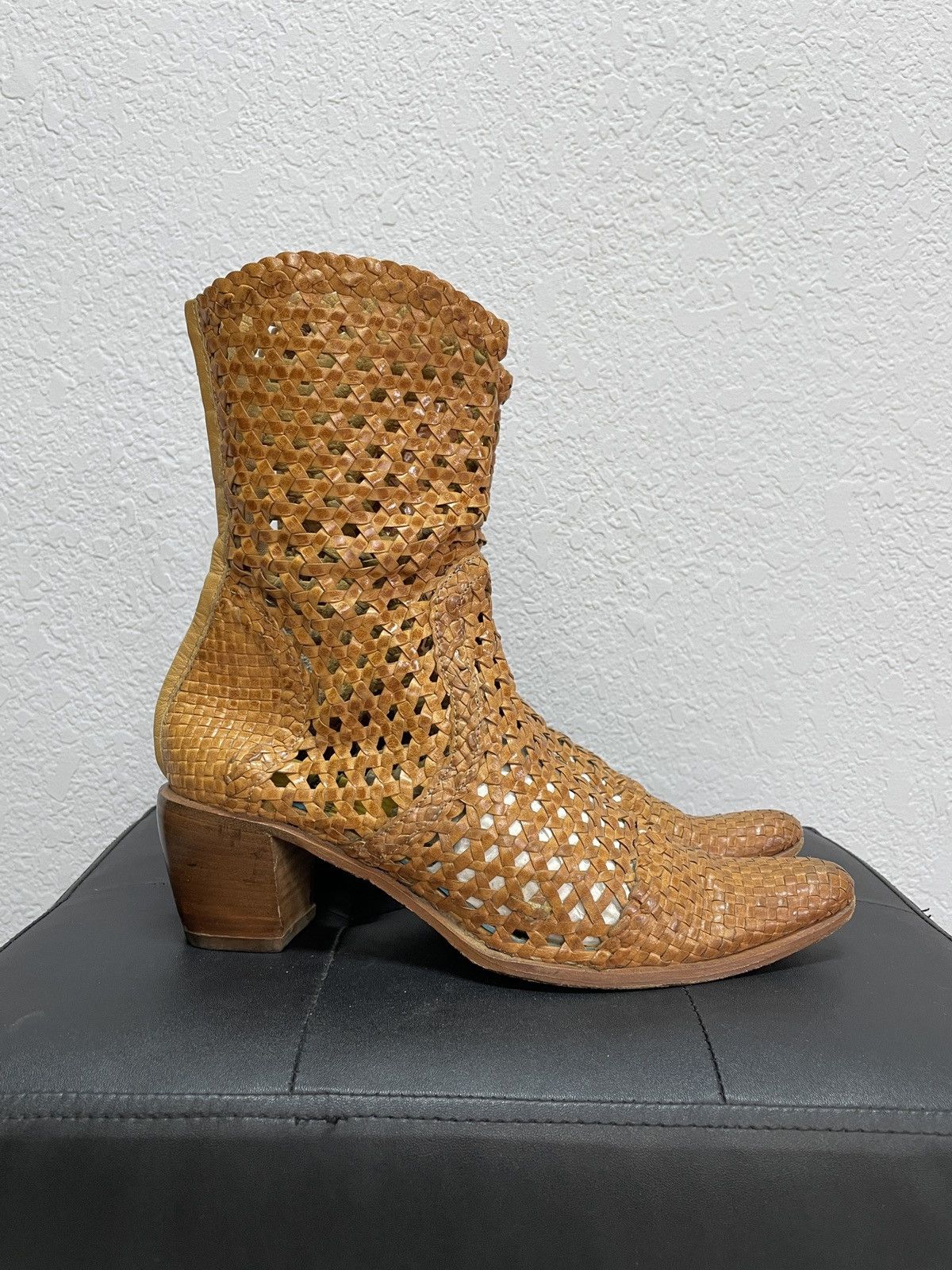 If Six Was Nine × Japanese Brand × Vintage Vintage Italian Bottega Veneta Style Leather Biker Boots Size US 8 / IT 38 - 3 Thumbnail