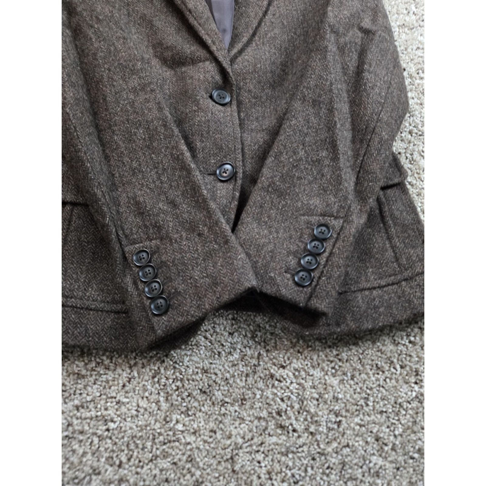Gap Gap Blazer Womens 6 Brown Wool Herringbone Tweed Single Breasted Jacket Pockets Size M / US 6-8 / IT 42-44 - 3 Thumbnail
