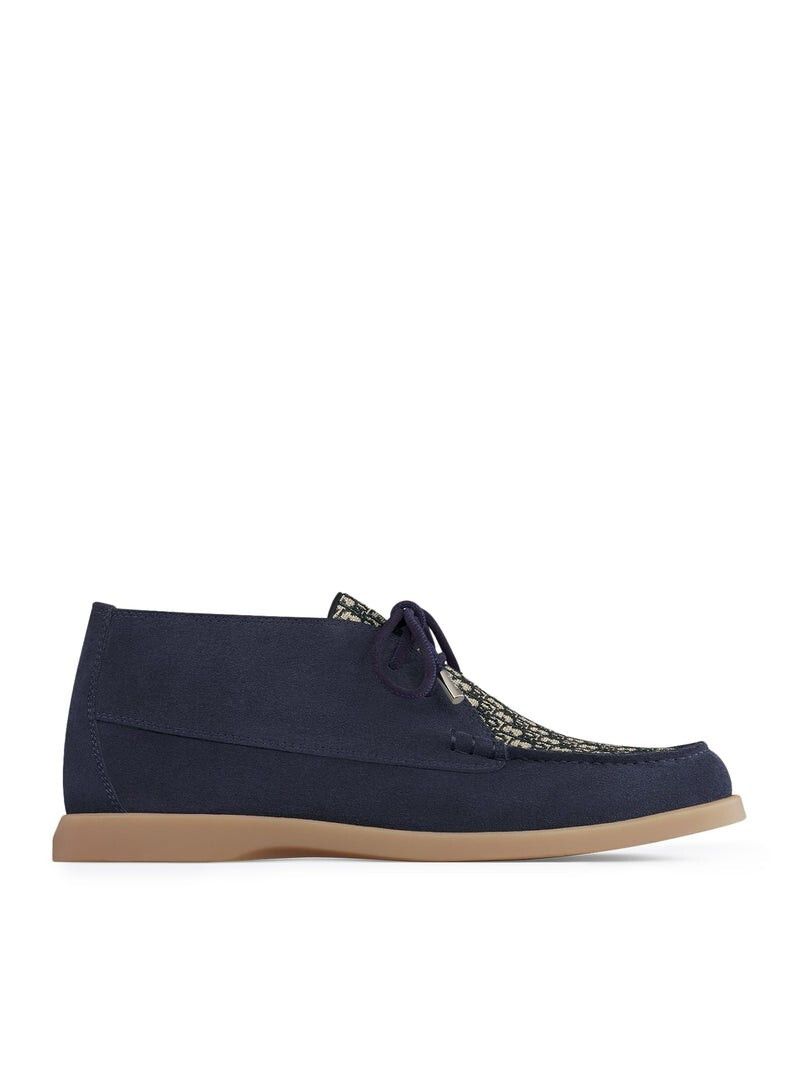 DIOR Granville Navy Suede & Oblique Jacquard Chukka New