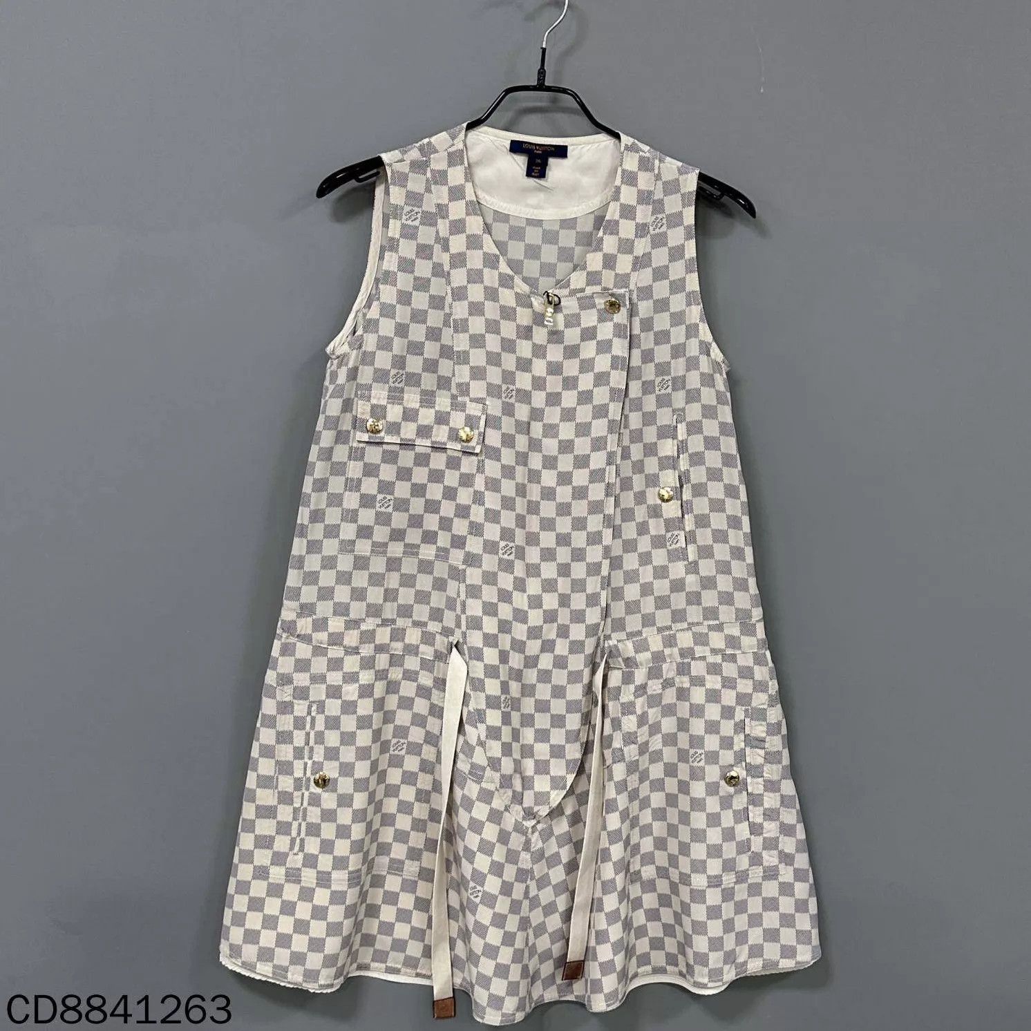 Louis Vuitton Louis Vuitton Light Checkered Drawstring Dress 36 Size XS / US 0-2 / IT 36-38 - 1 Thumbnail