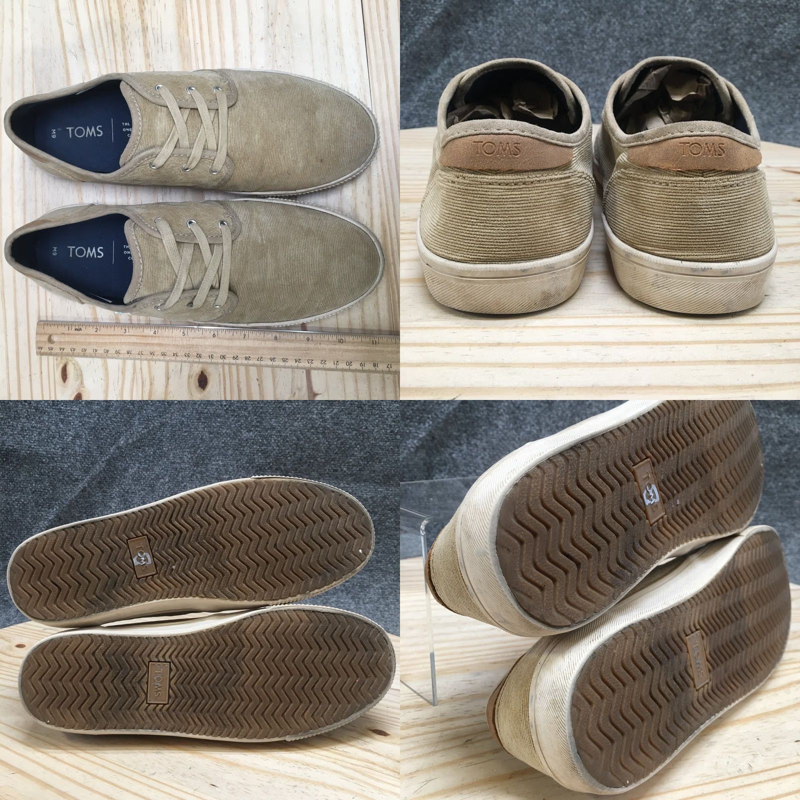 Toms TOMS Mens 9 M Tan Corduroy Lace Up Casual Sneakers Canvas Comfort Shoes Size US M / EU 48-50 / 2 - 8 Thumbnail