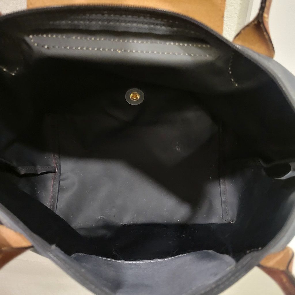 Longchamp LONGCHAMP Women's Gray Pliage Medium Leather Trim Double Top Size ONE SIZE - 8 Thumbnail
