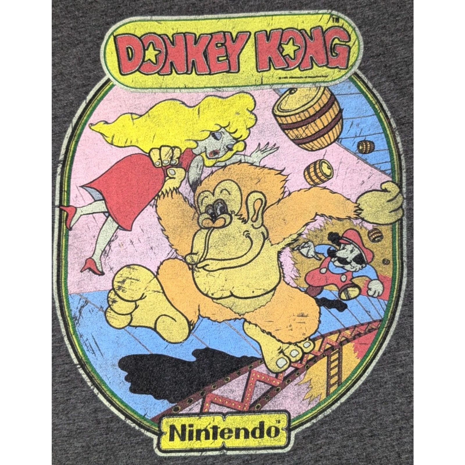 Nintendo DONKEY KONG NINTENDO Men Large Gray Heather Retro Gaming T-Shirt Size US L / EU 52-54 / 3 - 2 Thumbnail