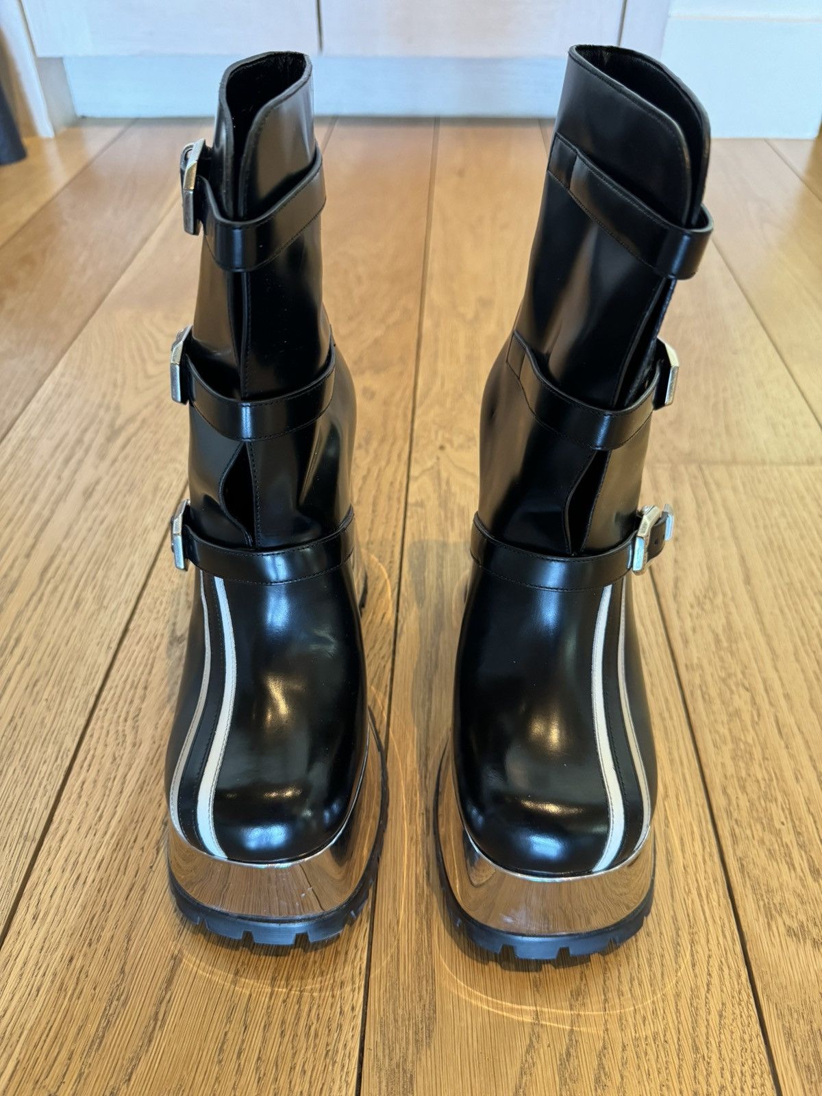 Gucci Leather Striped Moto Boots